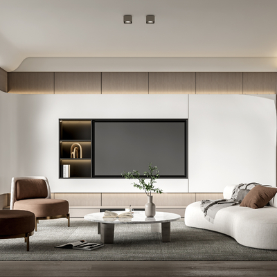 现代布艺沙发组合su模型