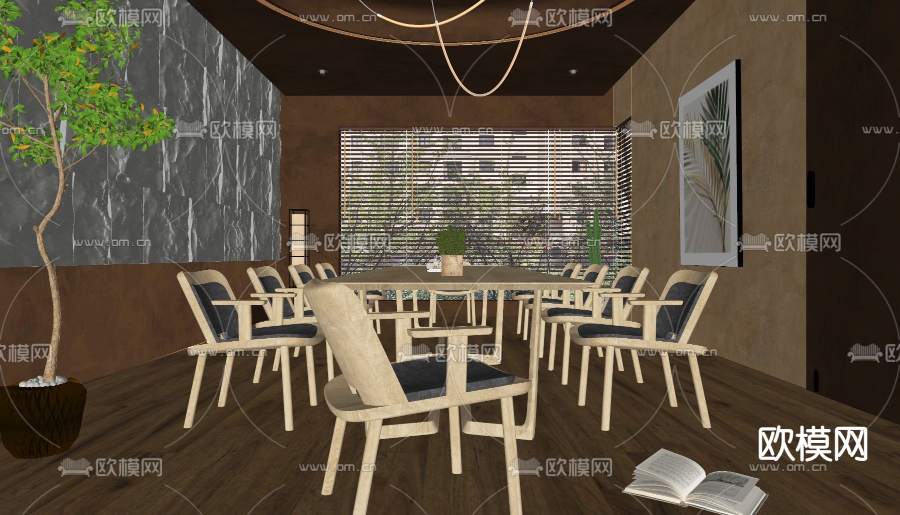 侘寂会议室su模型下载（渲染图2）