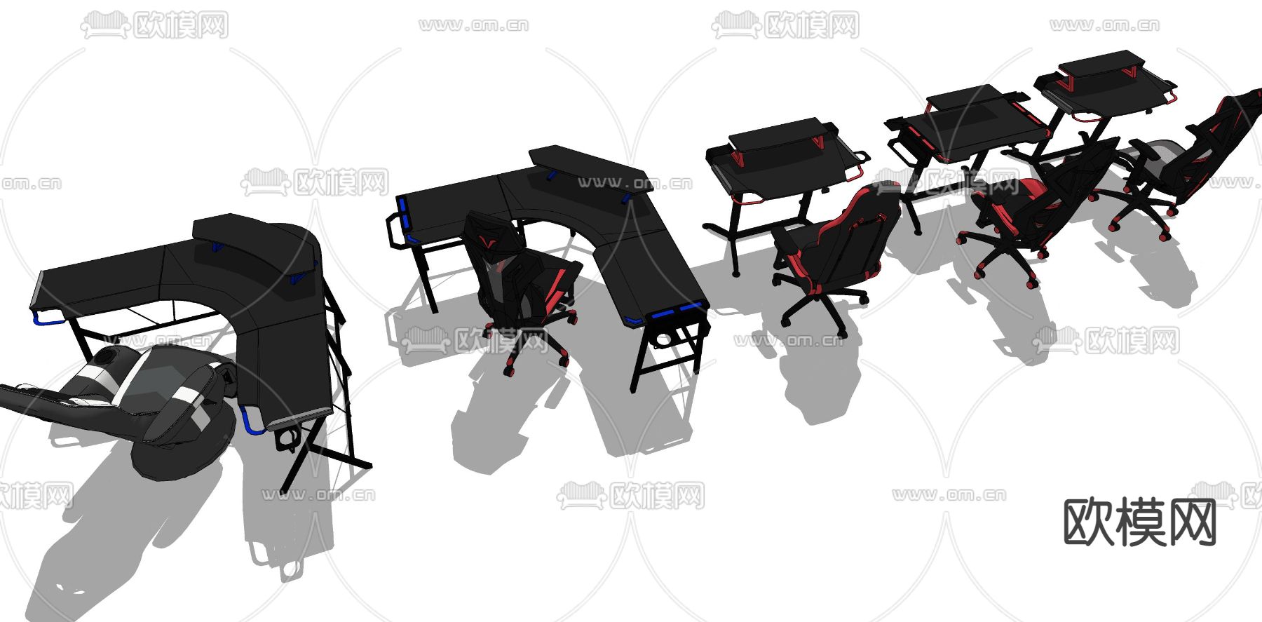 现代电竞桌椅su模型下载（渲染图3）