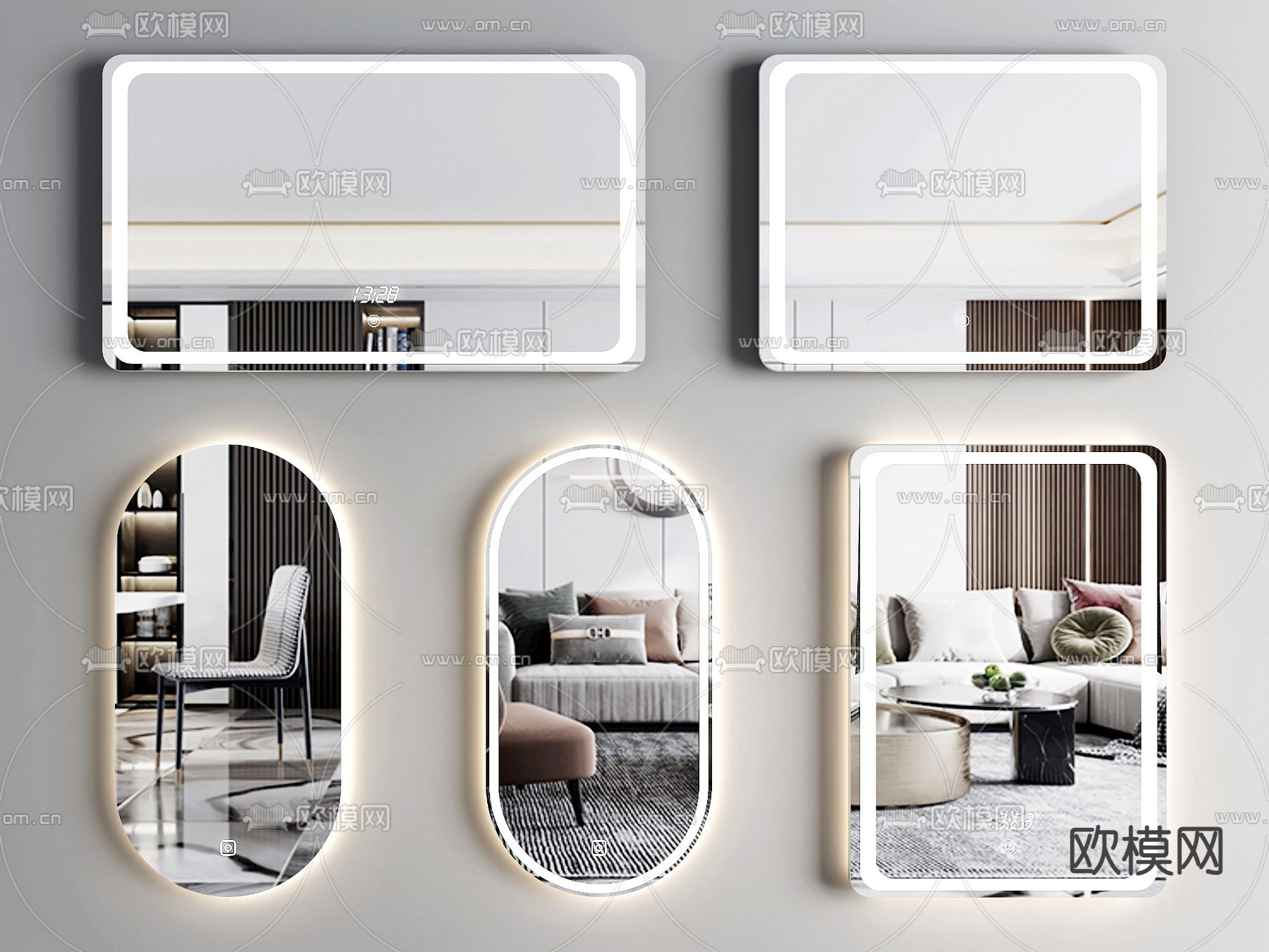 现代镜子浴室镜化妆镜3d模型下载