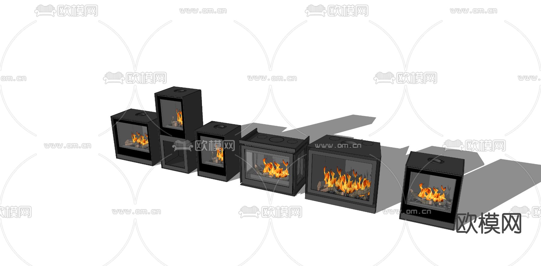 现代壁炉su模型