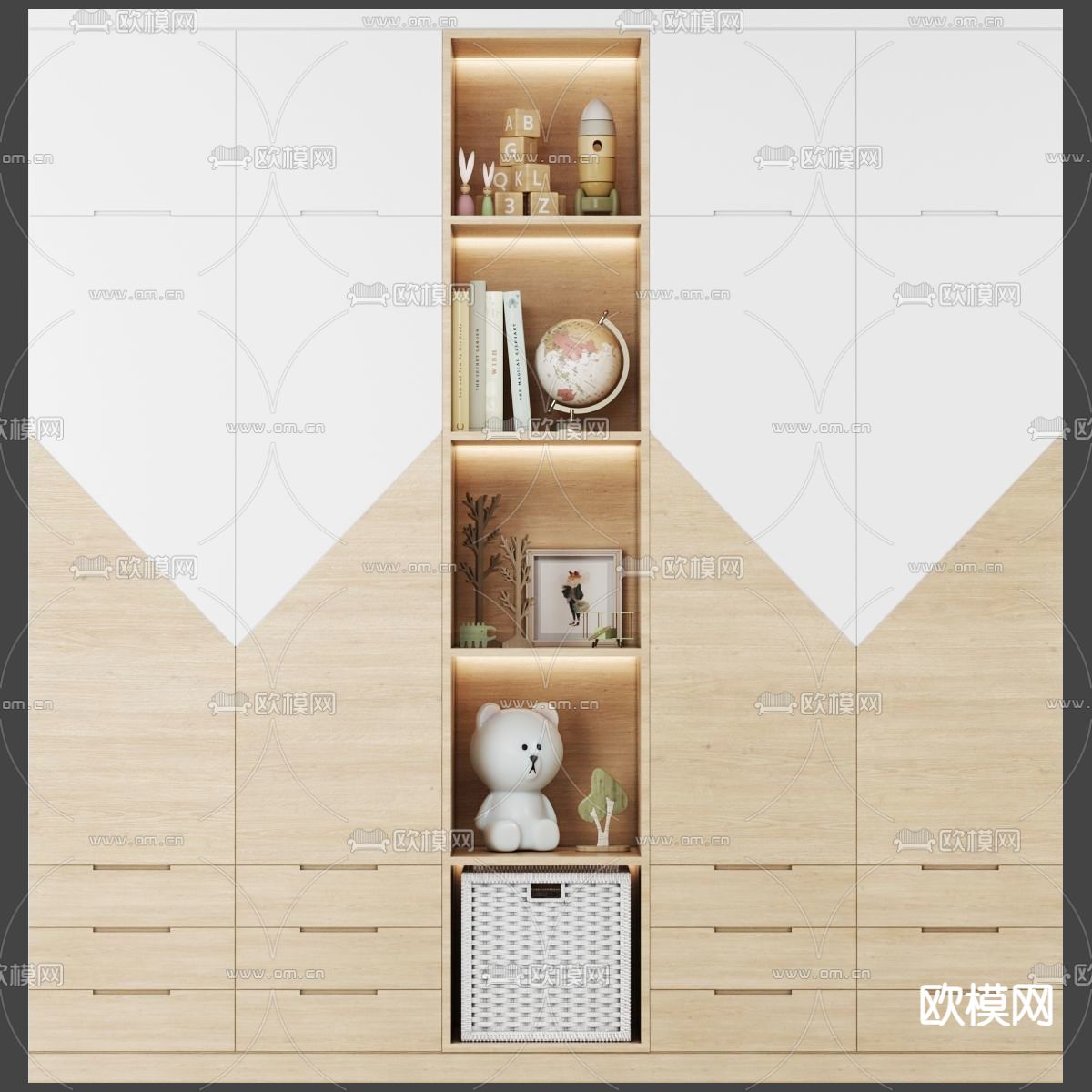 现代儿童衣柜装饰柜3d模型
