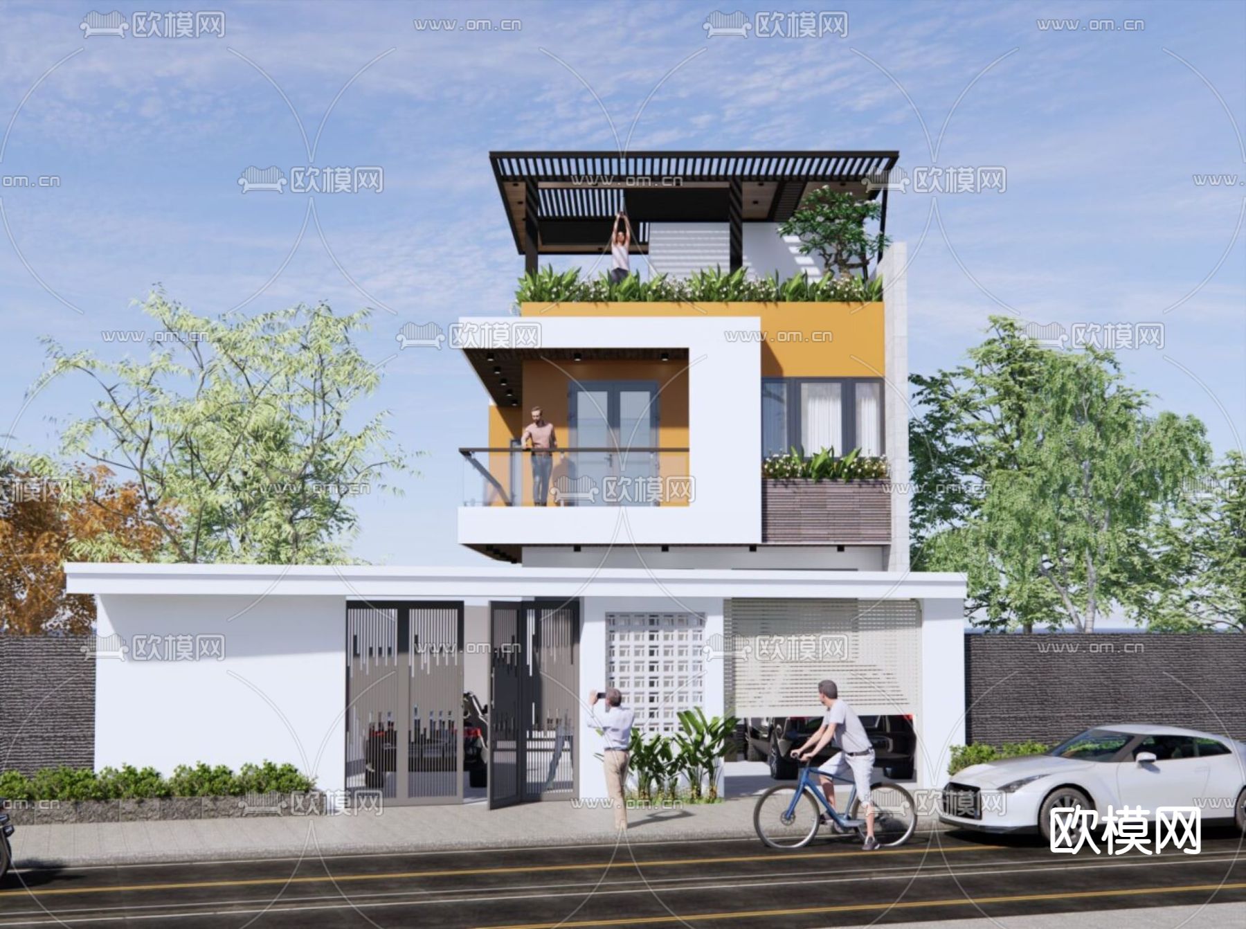 现代别墅外观su模型