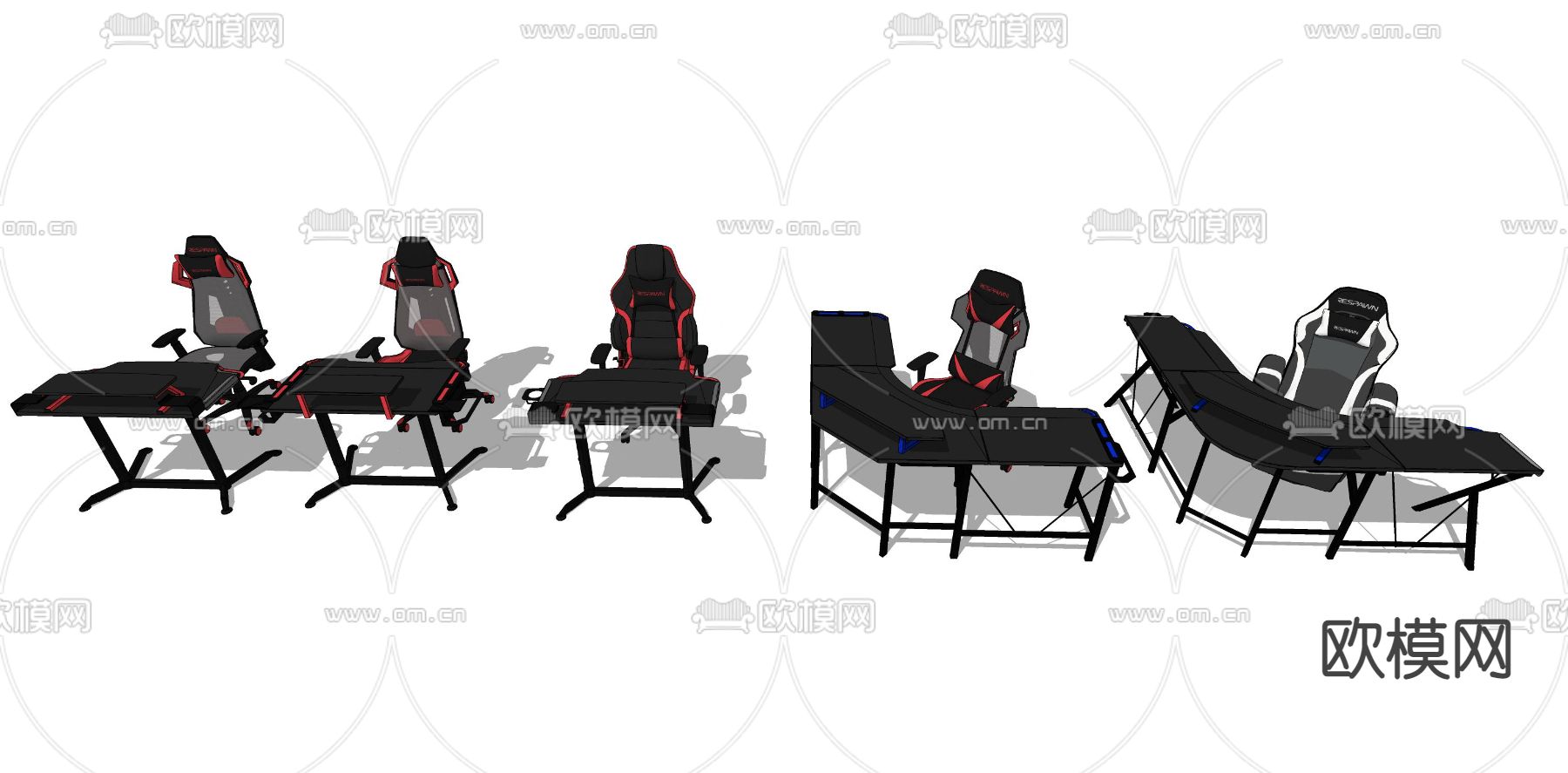 现代电竞桌椅su模型下载（渲染图2）