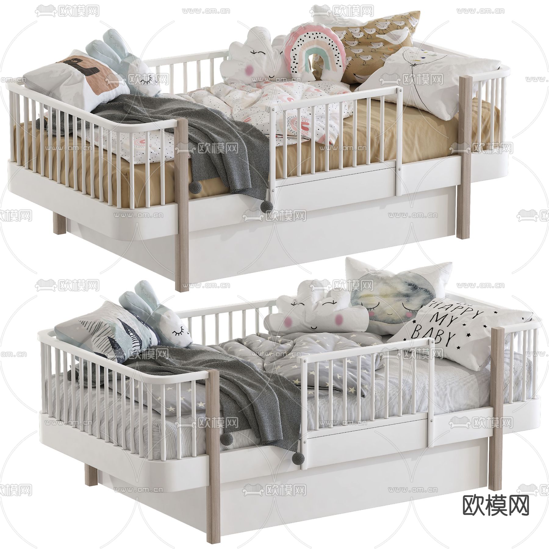 现代婴儿床3d模型下载（渲染图1）