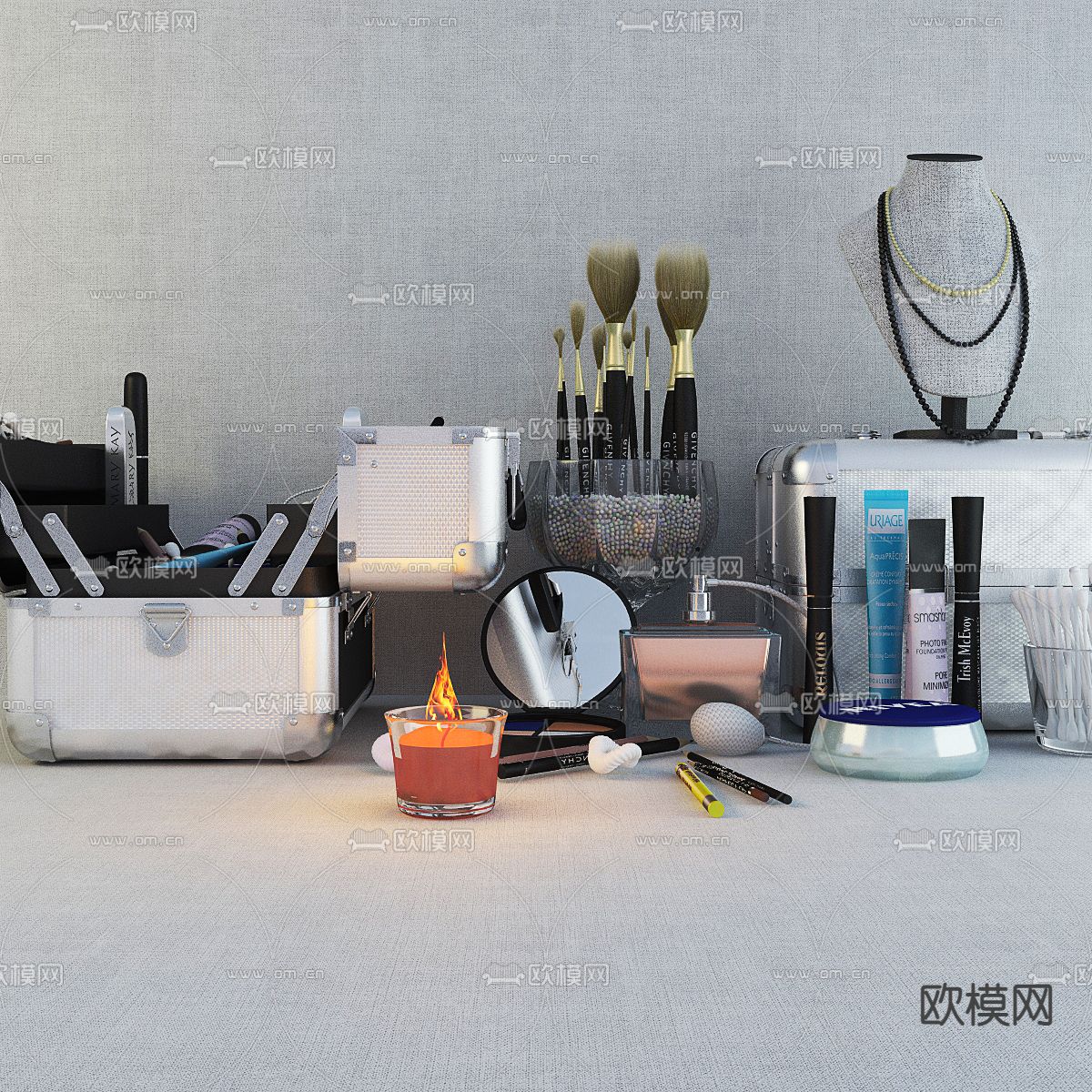 现代美容用品化妆品su模型