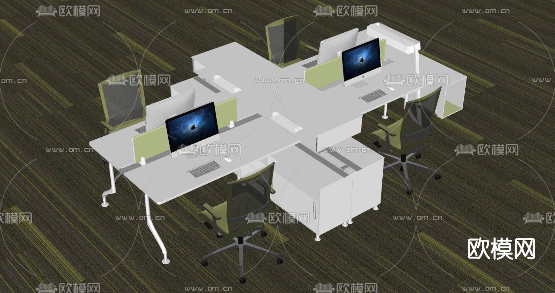 现代办公桌椅su模型下载（渲染图2）