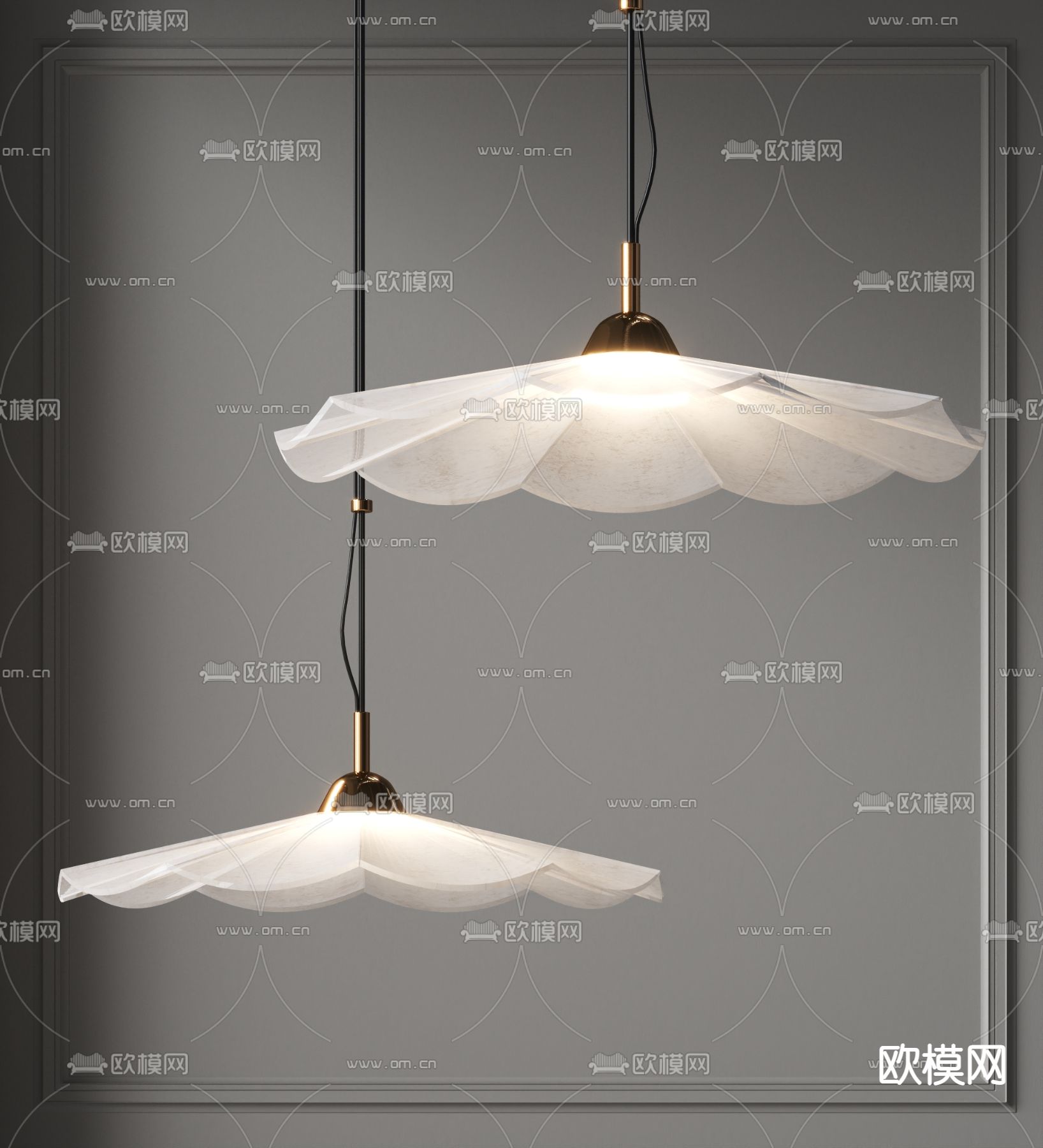 现代玻璃吊灯3d模型下载