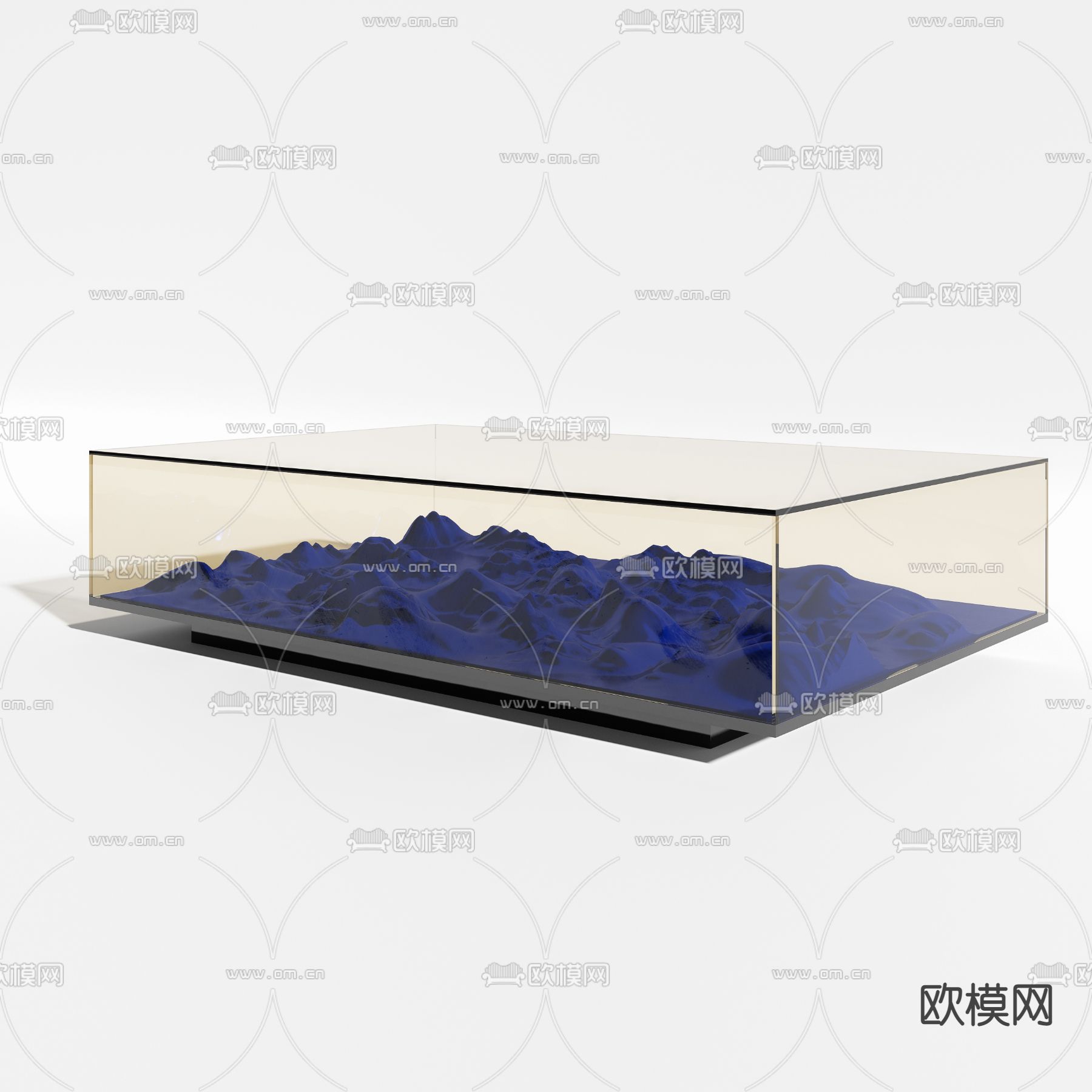 现代玻璃茶几3d模型下载（渲染图1）
