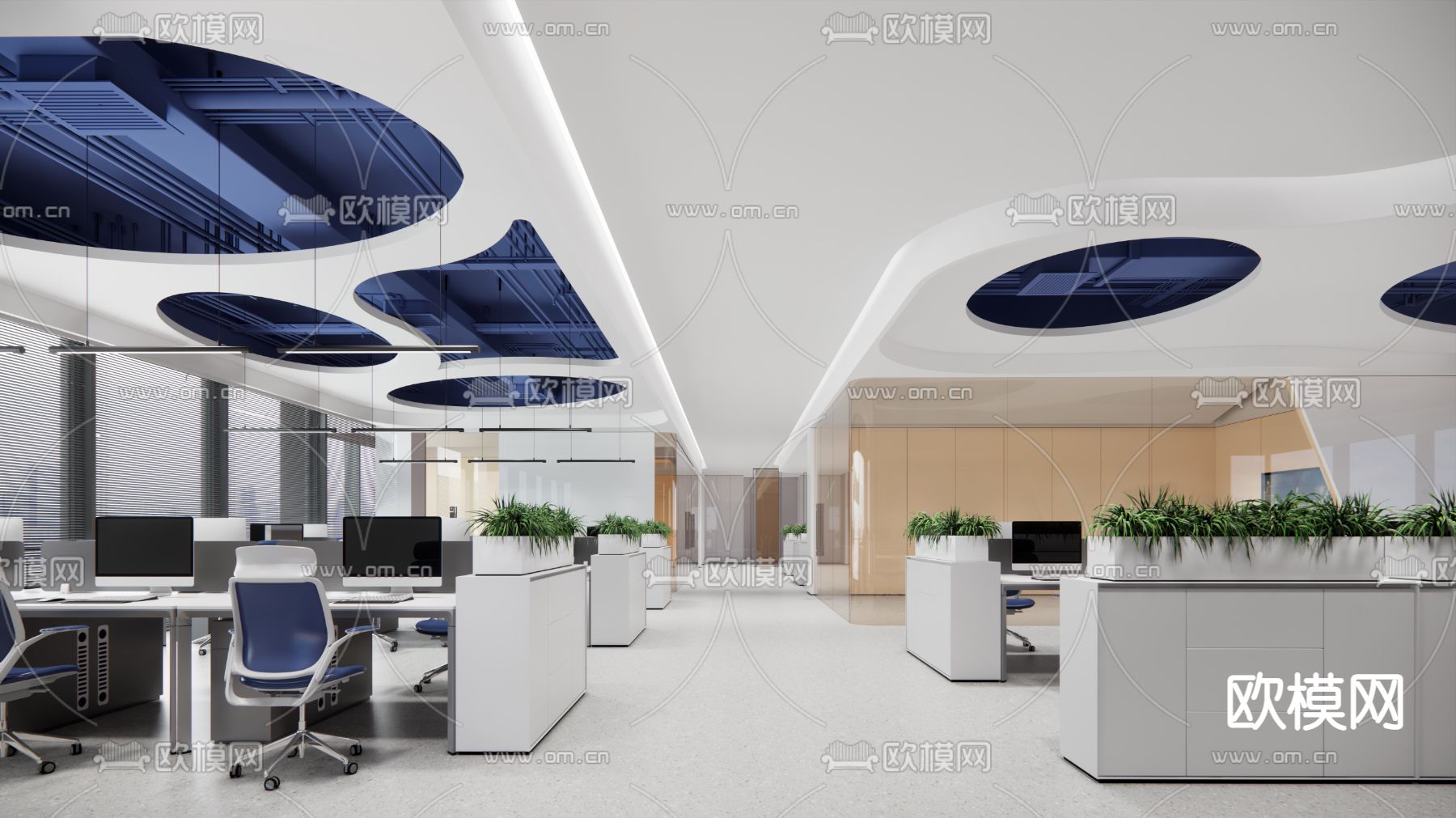 现代公共办公区su模型
