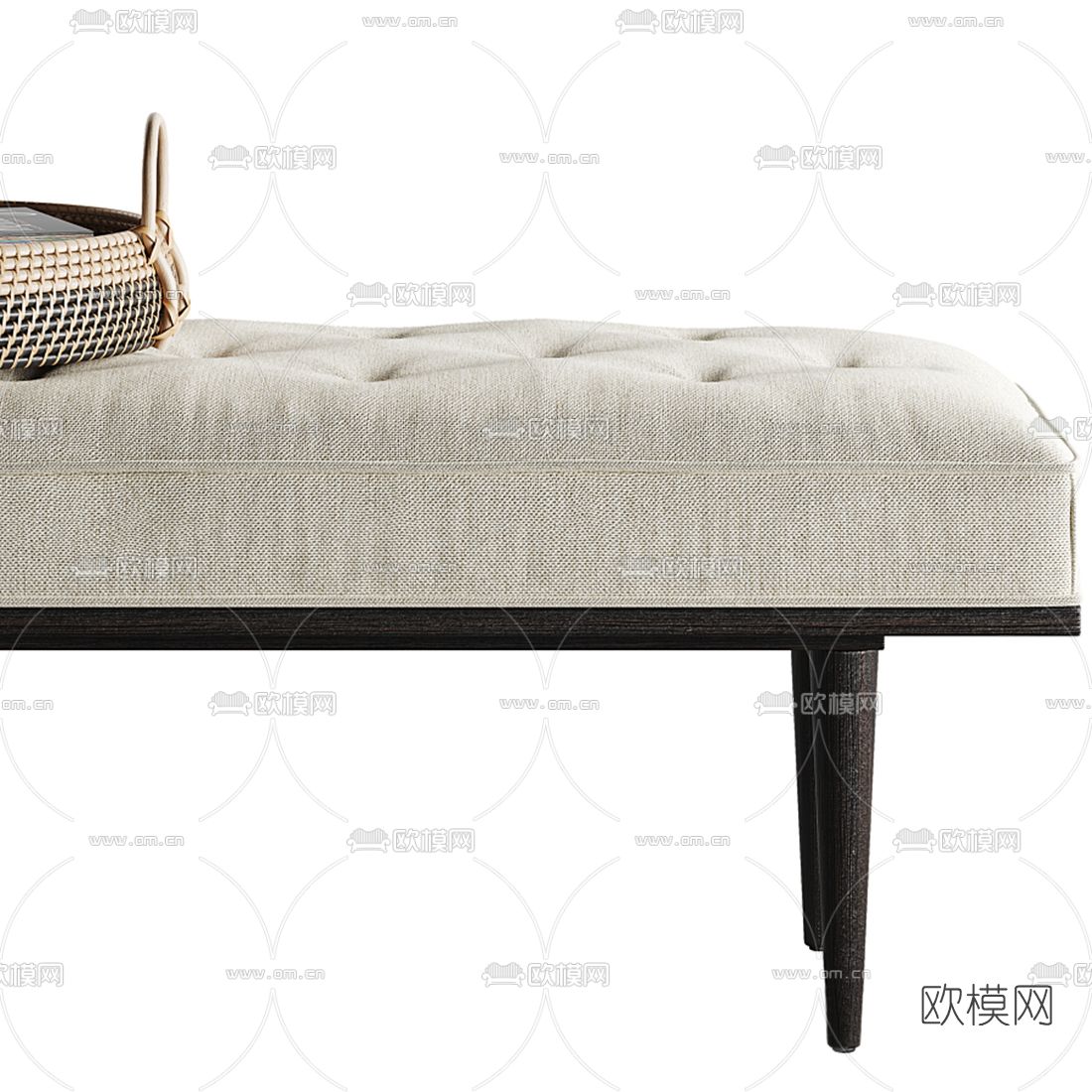 现代布艺沙发凳脚踏3d模型下载（渲染图1）