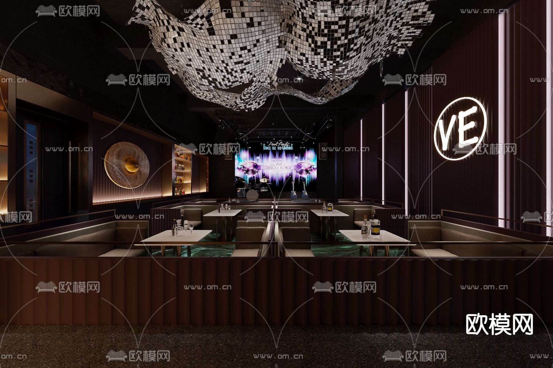 暗黑风酒吧3d模型下载（渲染图2）