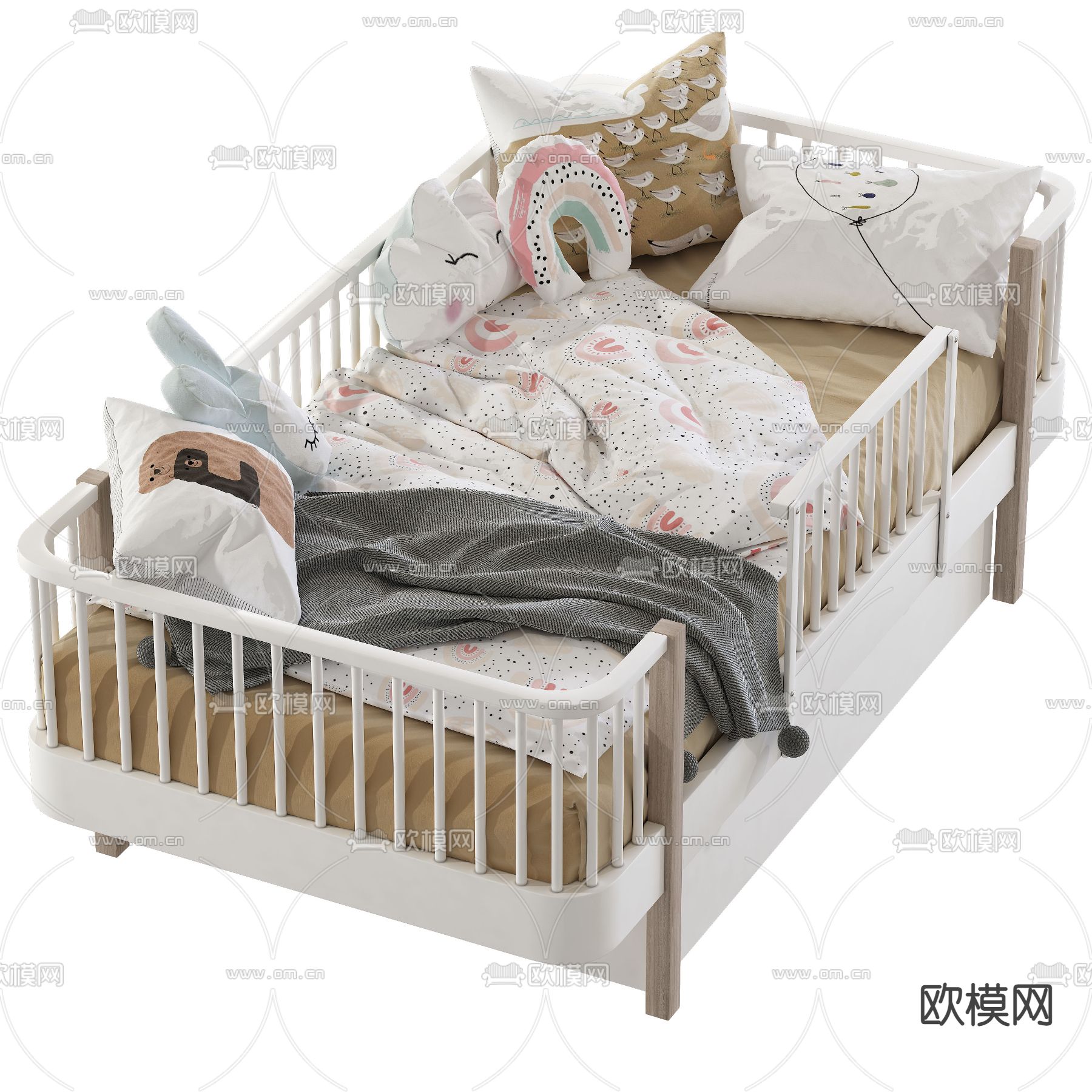 现代婴儿床3d模型下载（渲染图3）