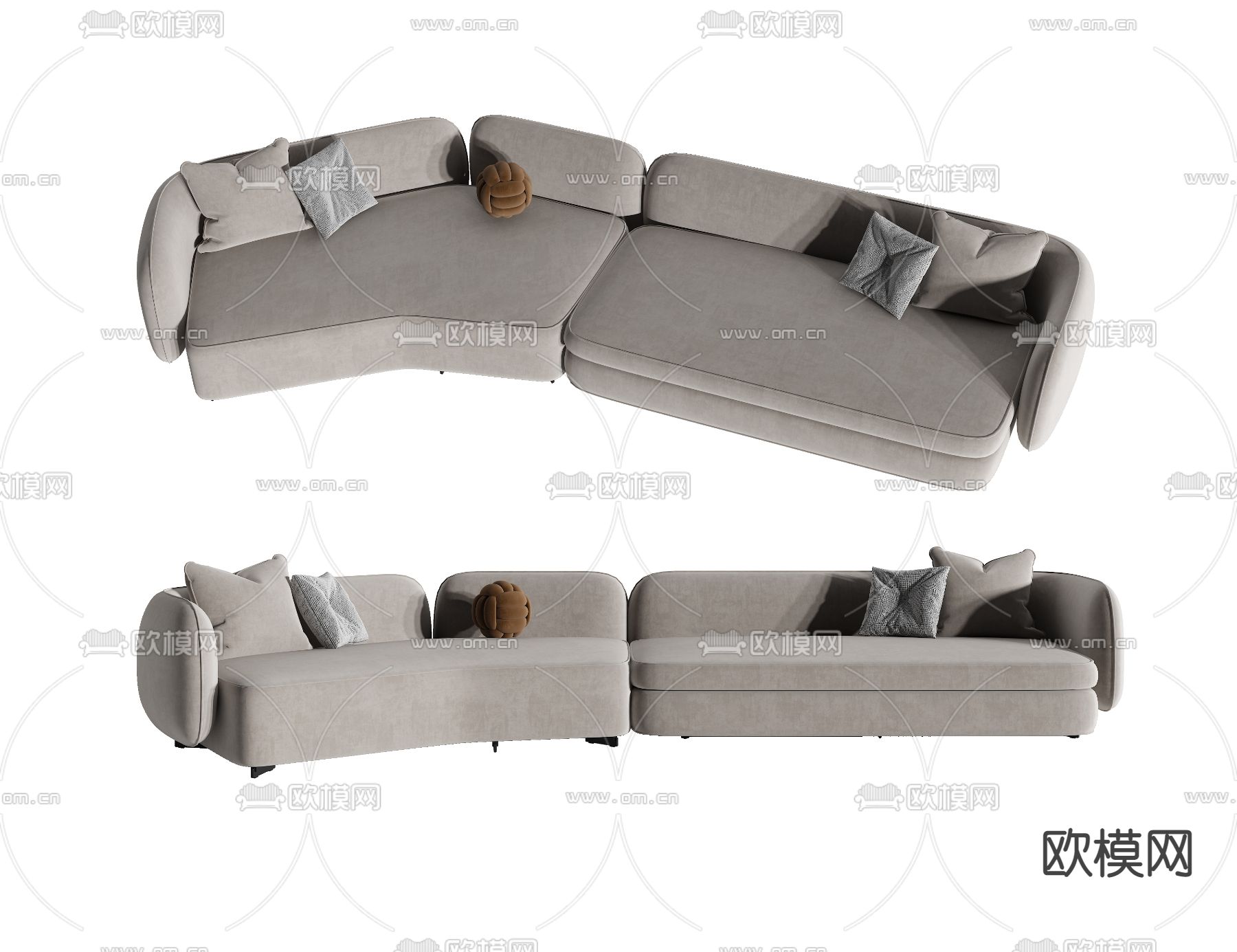 现代布艺多人沙发3d模型下载