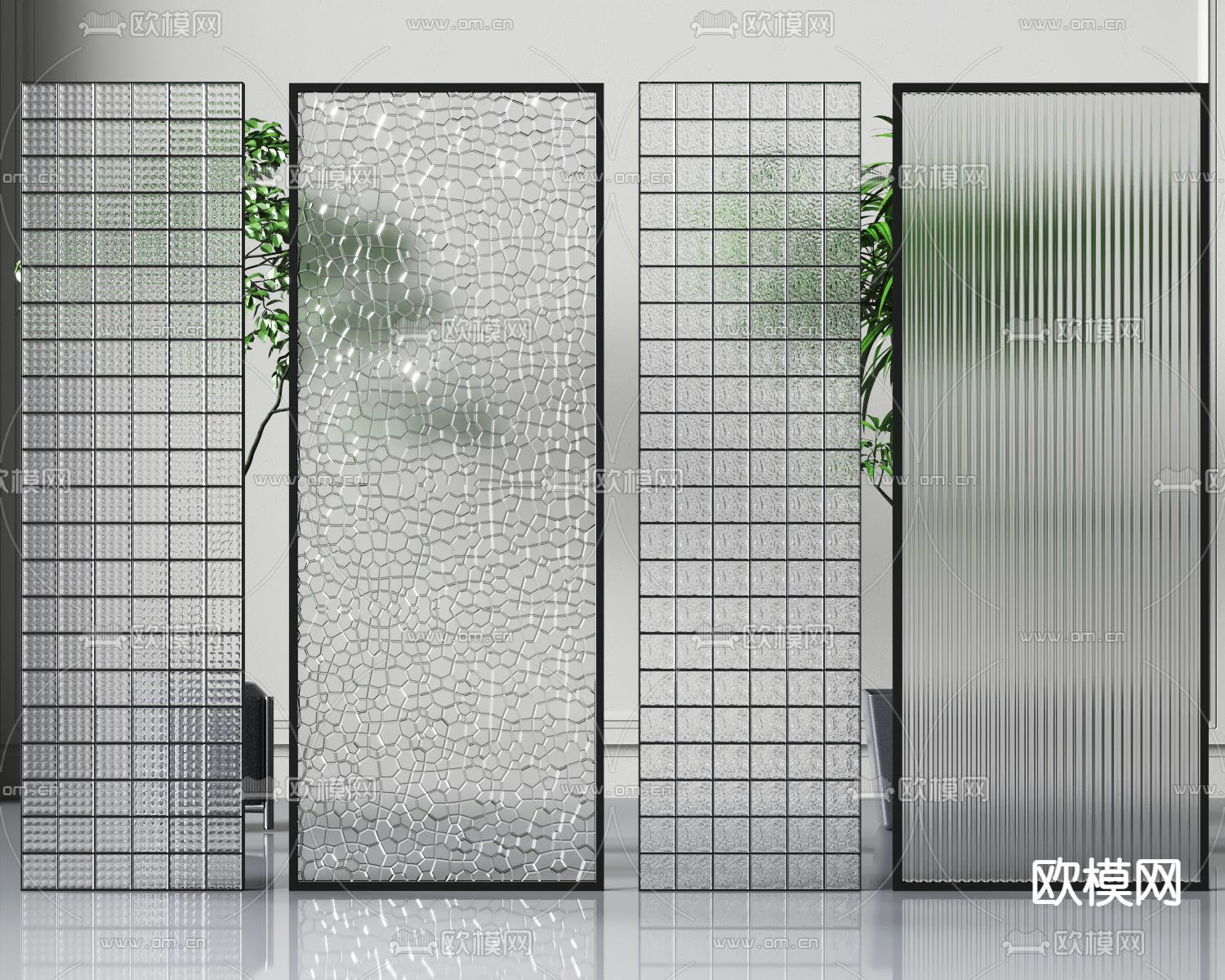 现代玻璃隔断屏风3d模型