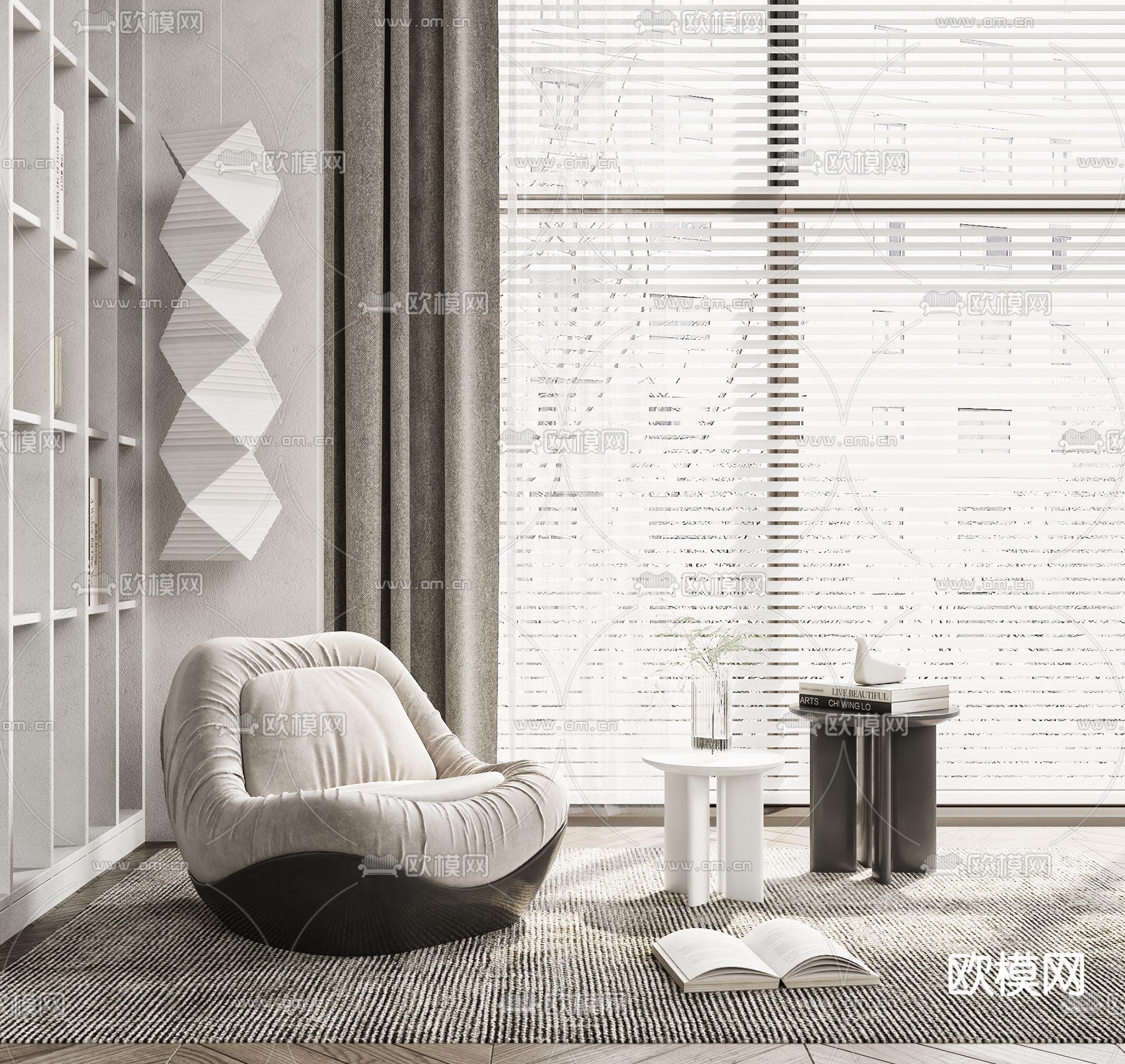 现代布艺休闲沙发3d模型下载