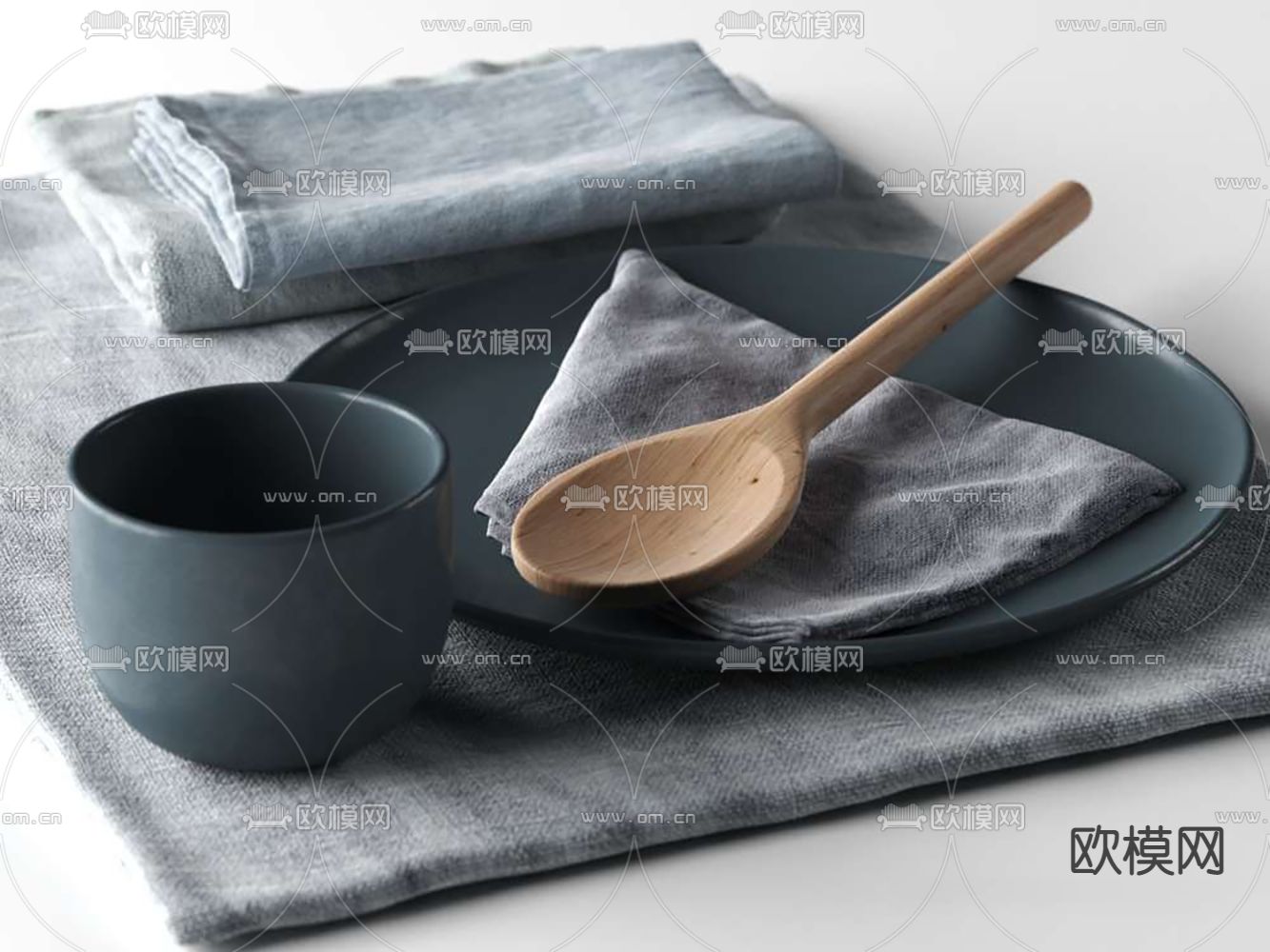 现代餐巾布餐具3d模型
