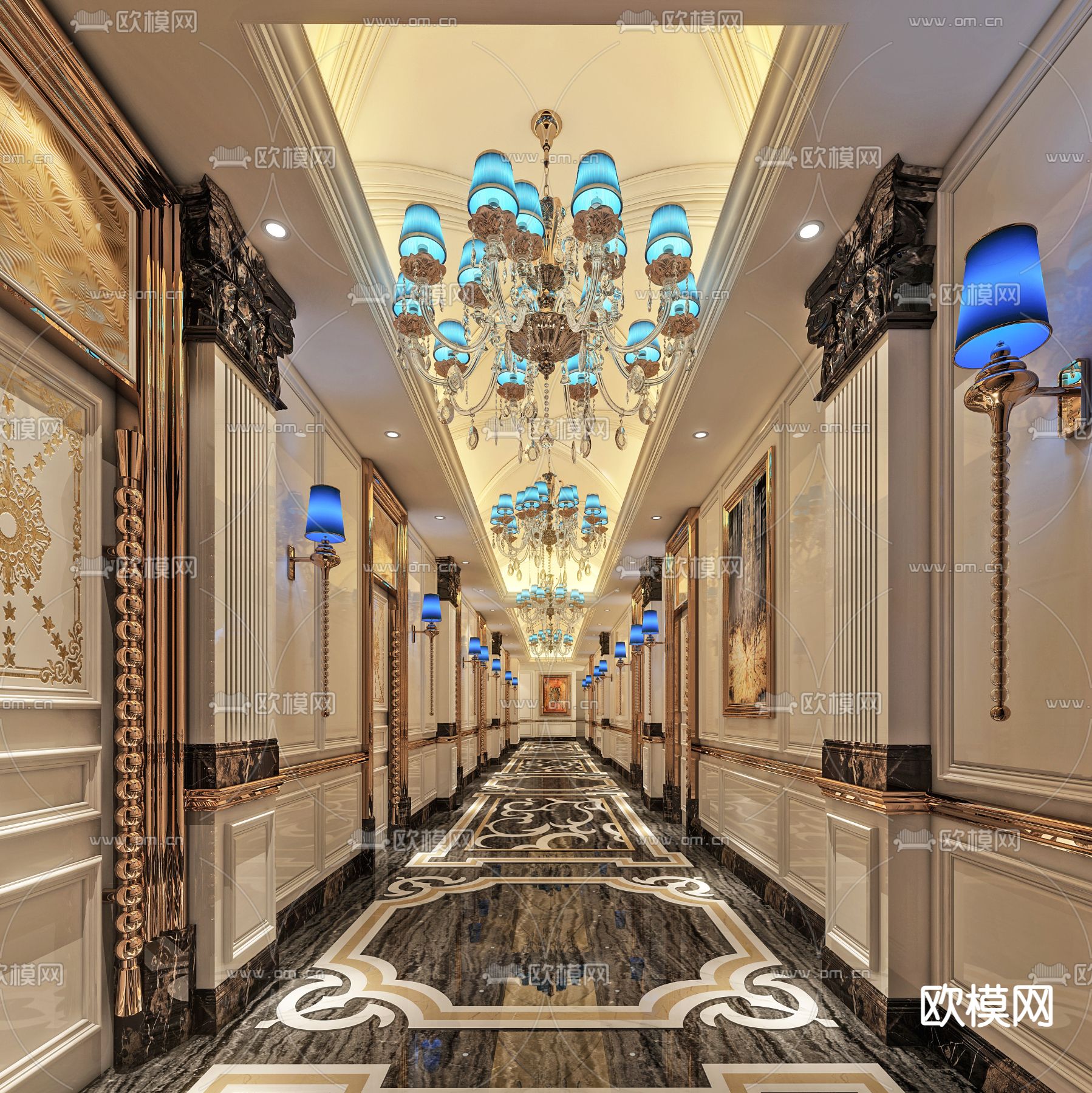 欧式KTV走廊过道3d模型下载