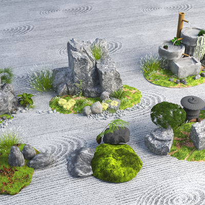 枯山水石头小品3d模型