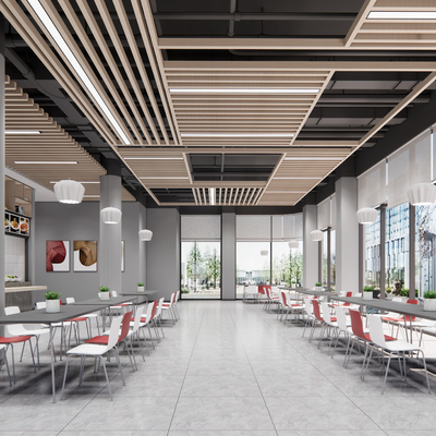 现代自助餐厅su模型 