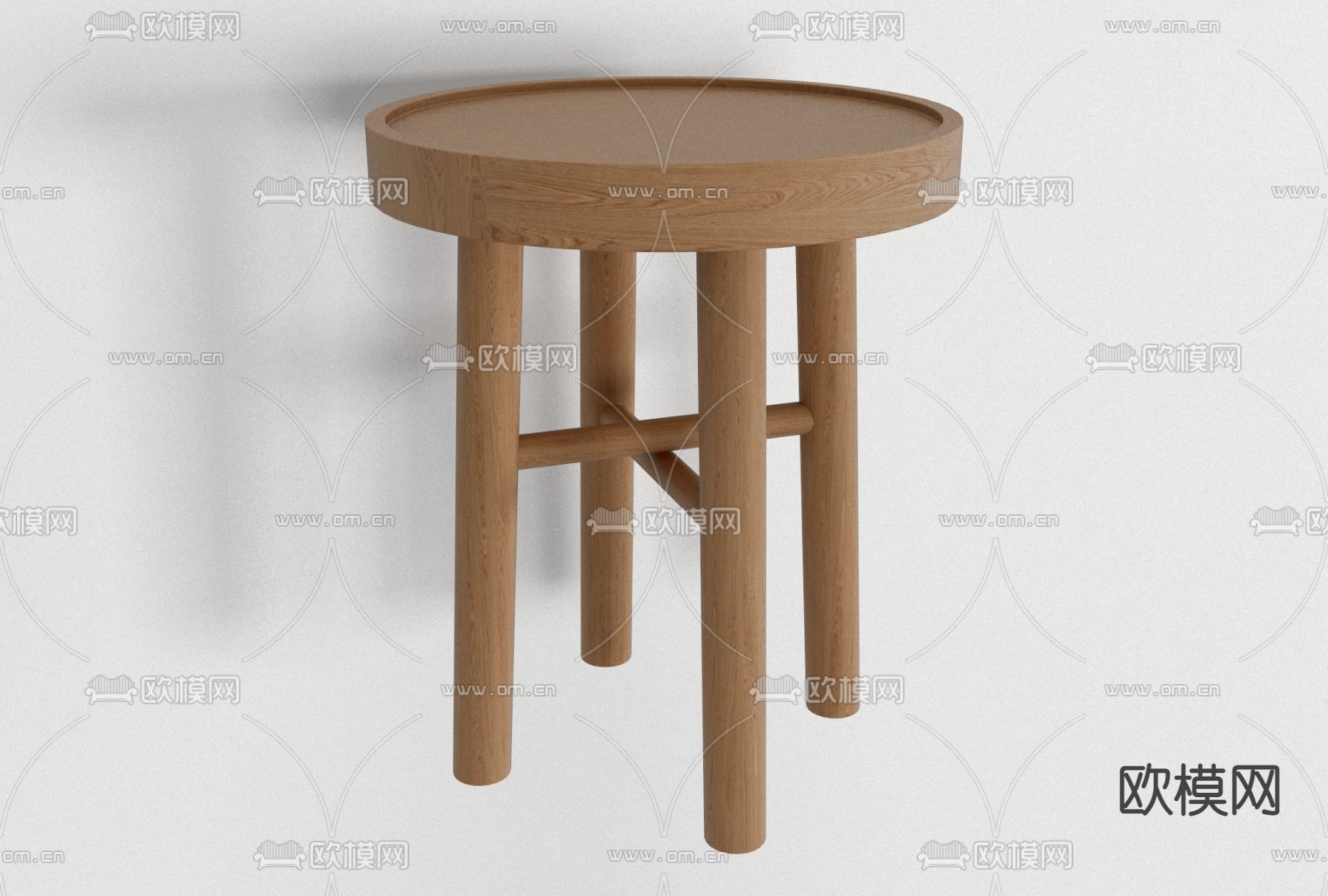 北欧实木床头柜免费3d模型下载