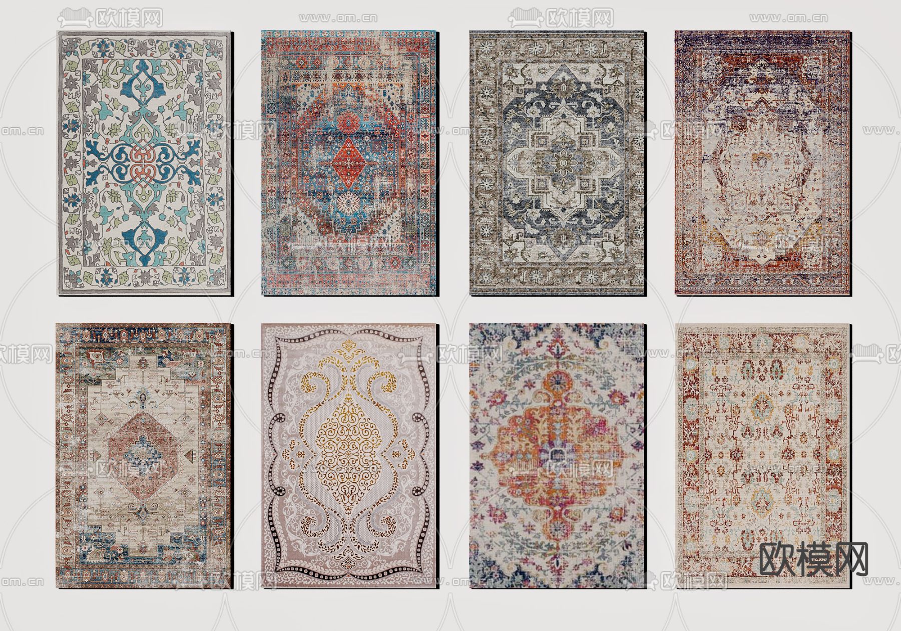 新古典布艺地毯3d模型下载