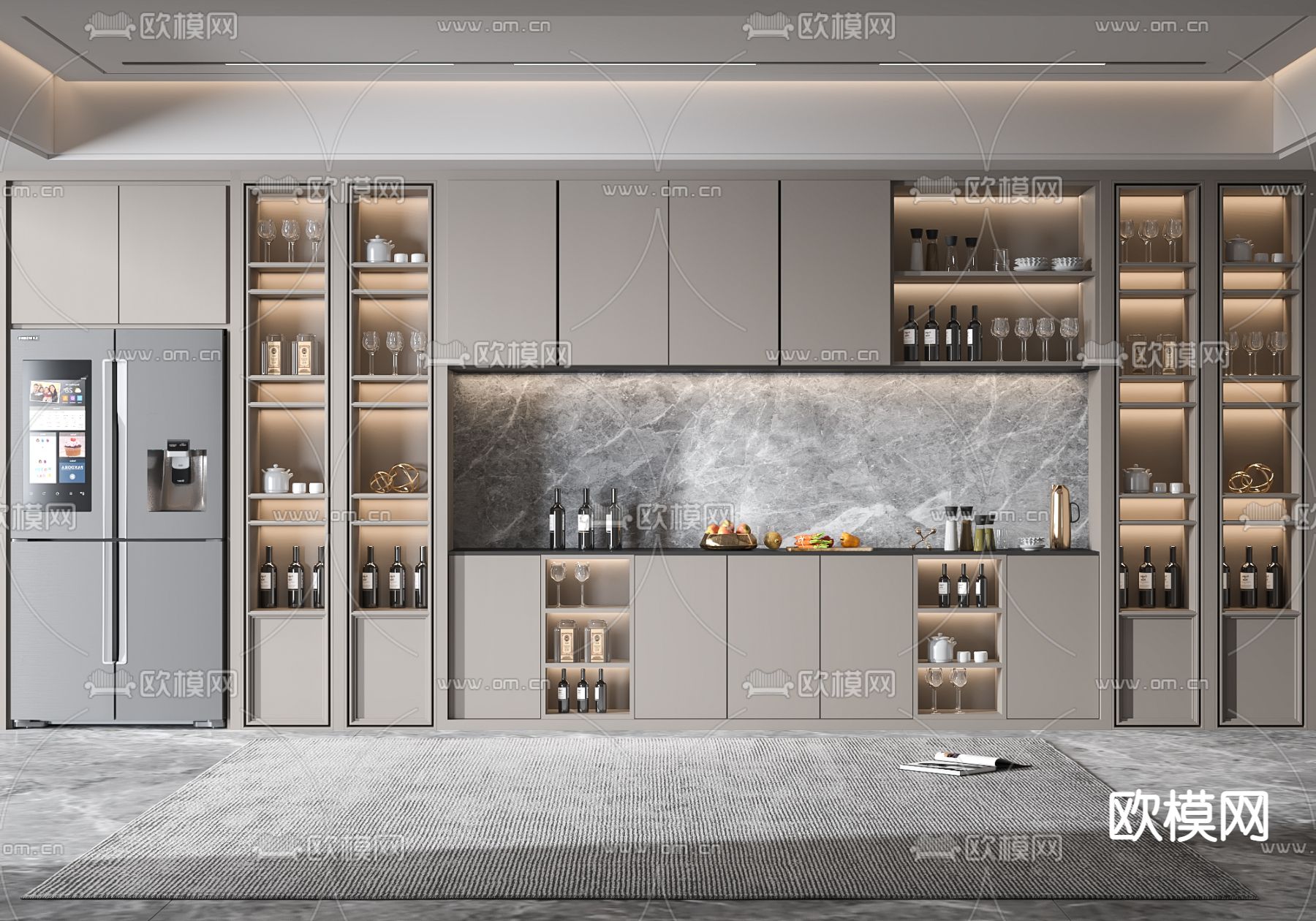 现代橱柜酒柜3d模型下载