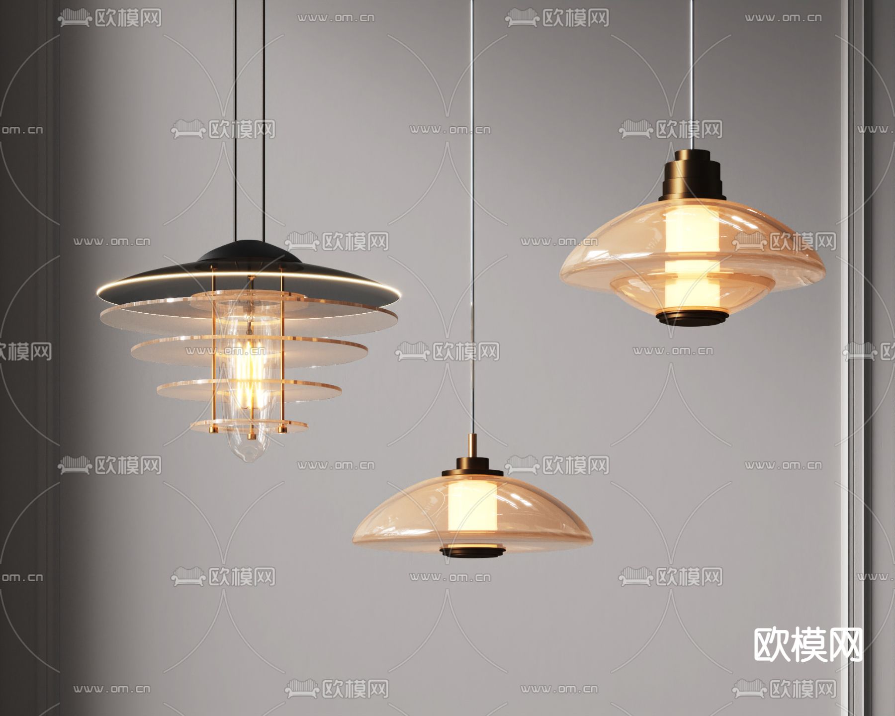 现代玻璃吊灯3d模型下载