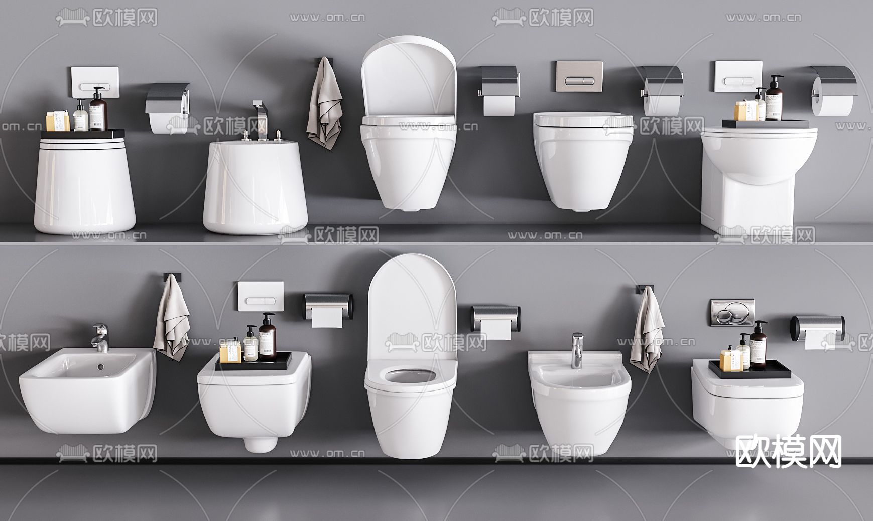 现代马桶拖把池su模型