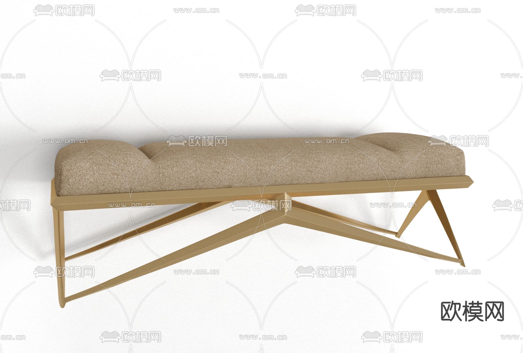 简欧布艺沙发脚踏免费3d模型下载