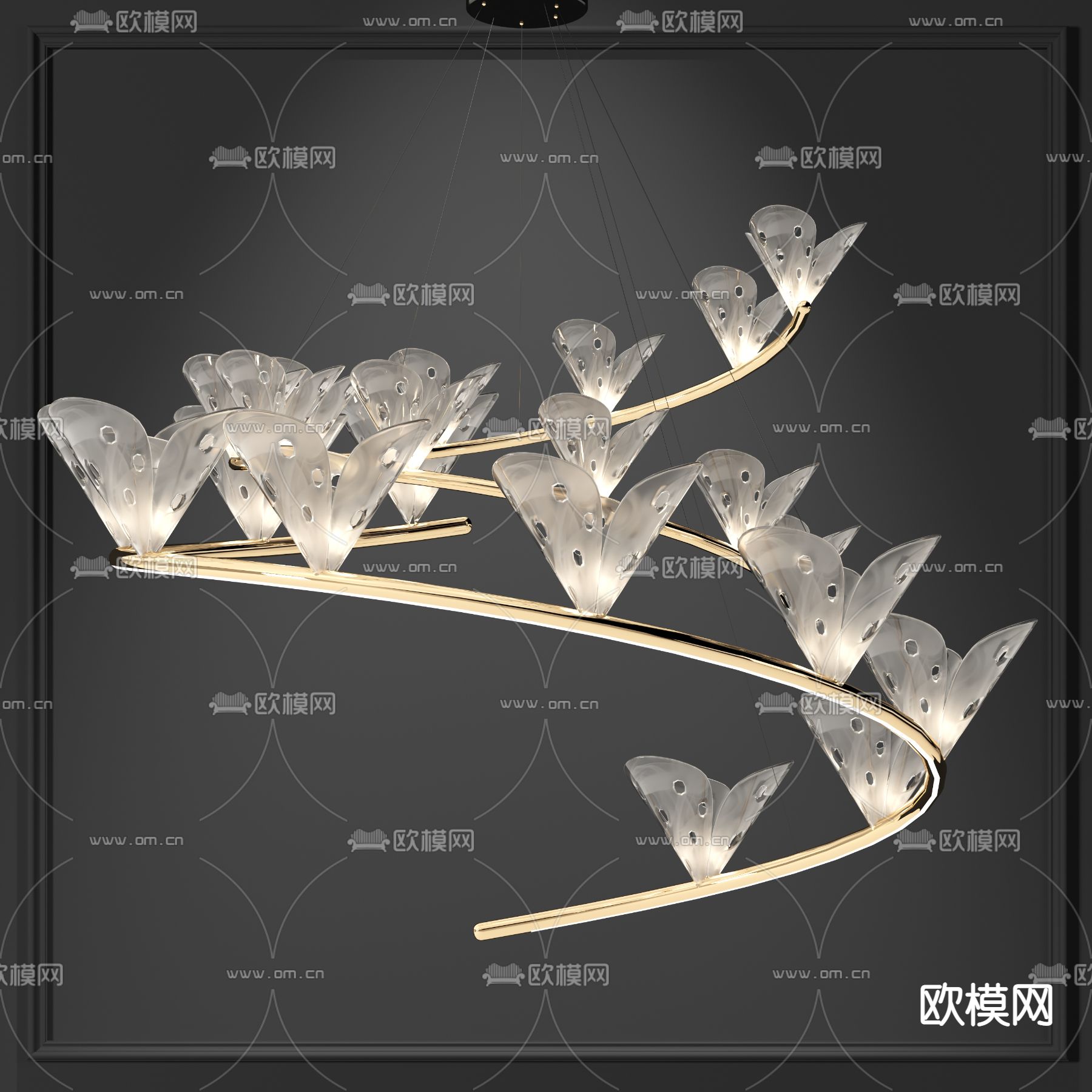现代花瓣装饰吊灯3d模型下载