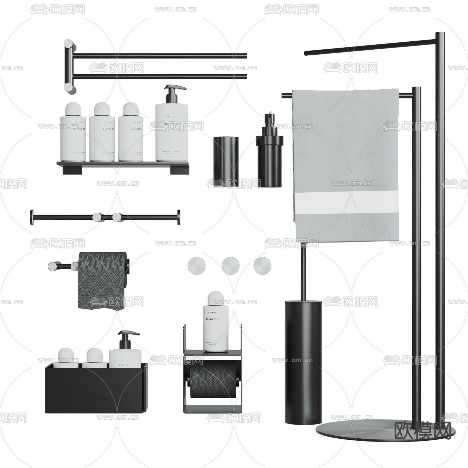 现代卫生间毛巾架浴巾架3d模型下载