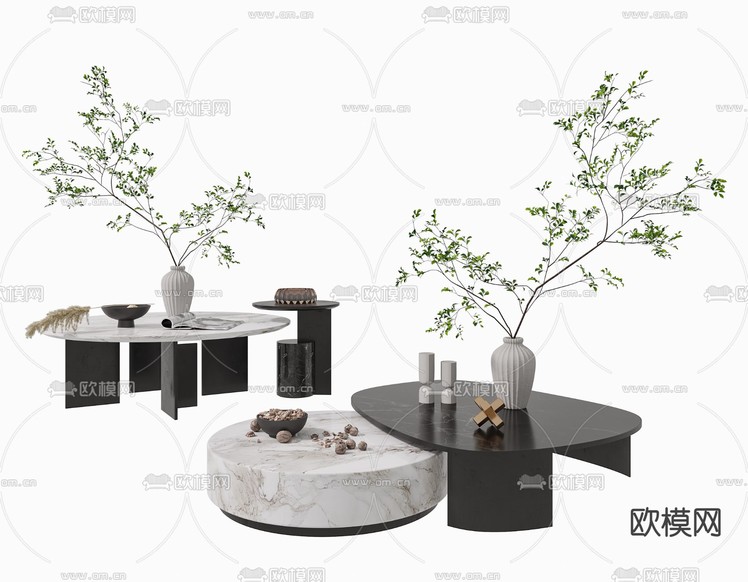 现代大理石茶几3d模型下载