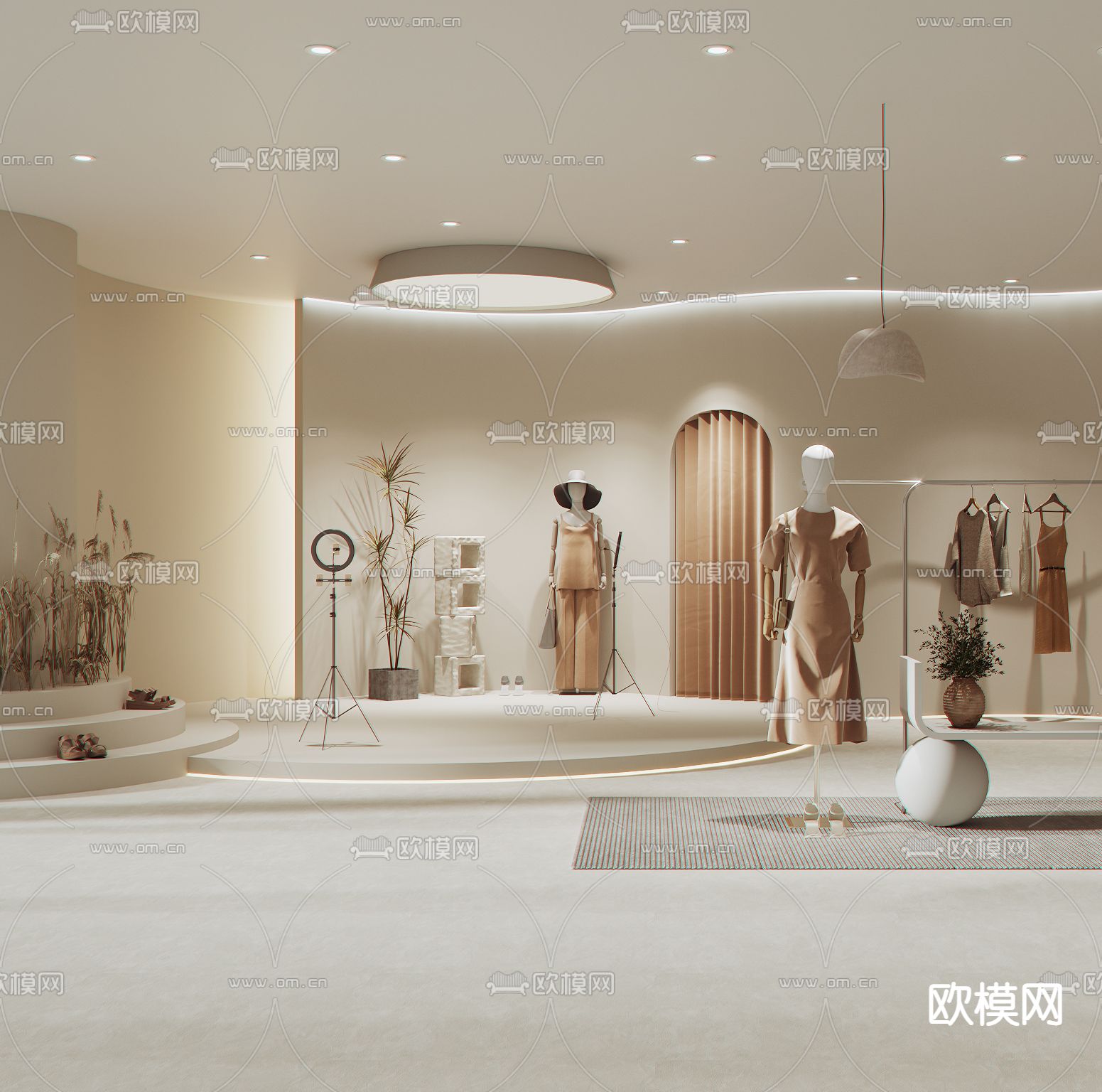 侘寂风服装店直播间3d模型