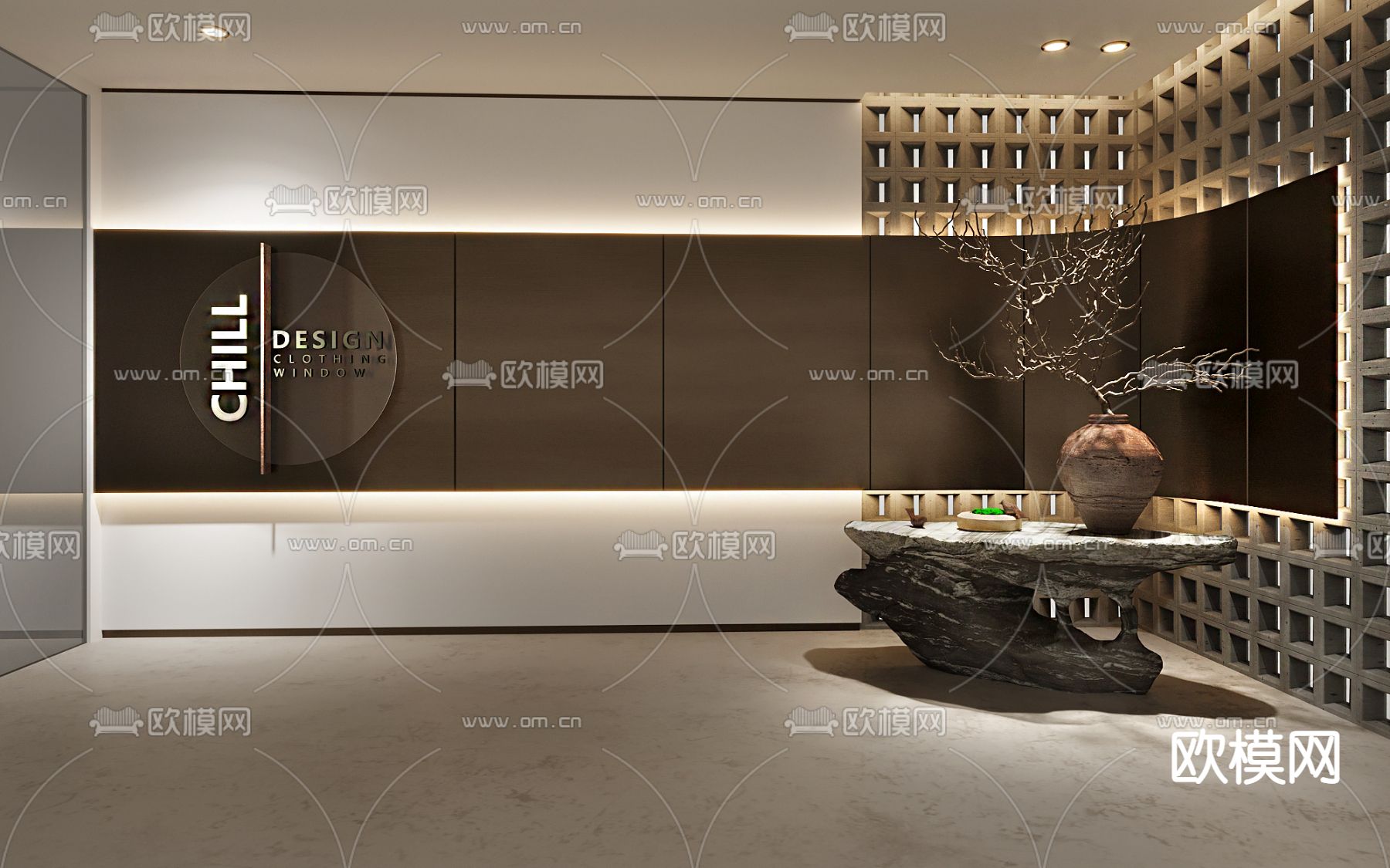 现代办公室走廊3d模型