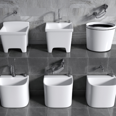  现代拖把池su模型 