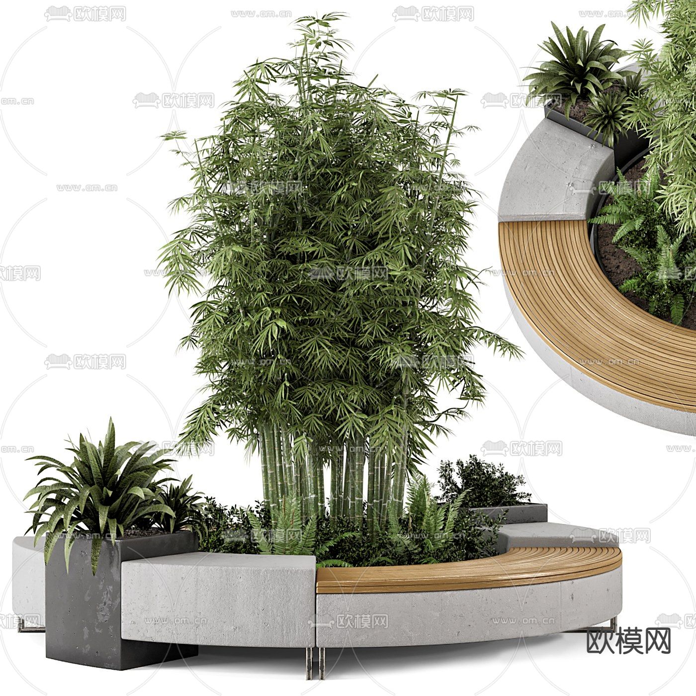 现代户外景观花坛小品3d模型下载（渲染图1）