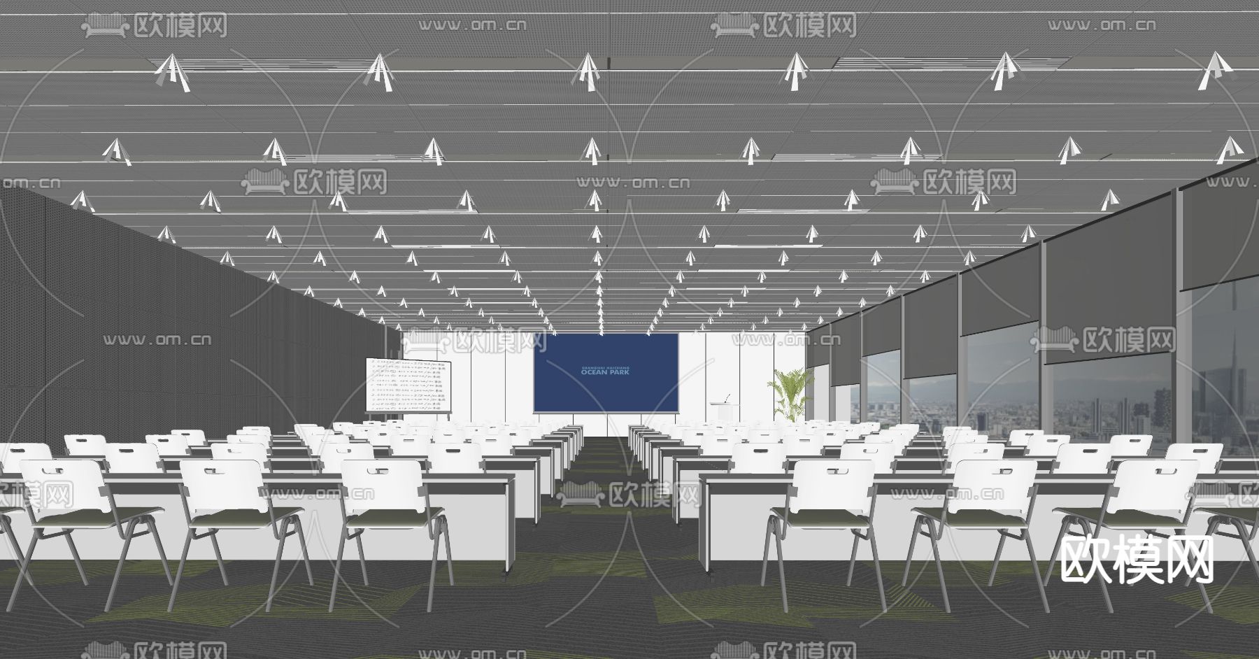 现代多媒体会议室su模型下载（渲染图2）