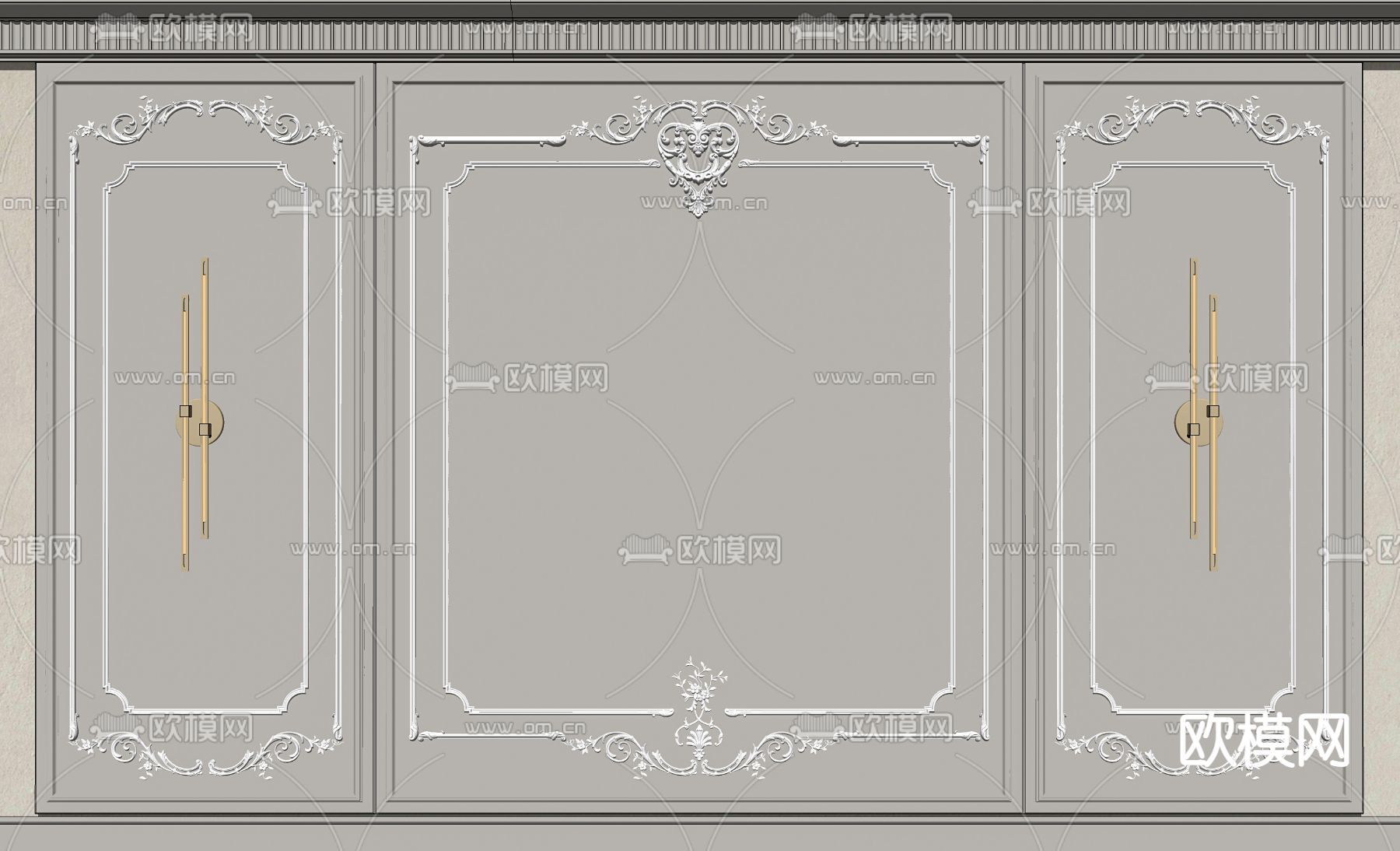 欧式雕花护墙板su模型