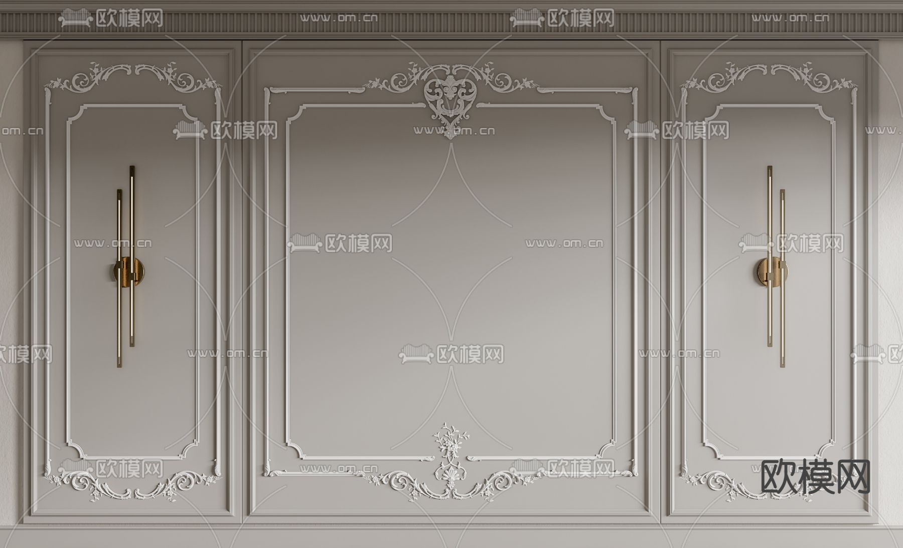 欧式雕花护墙板su模型