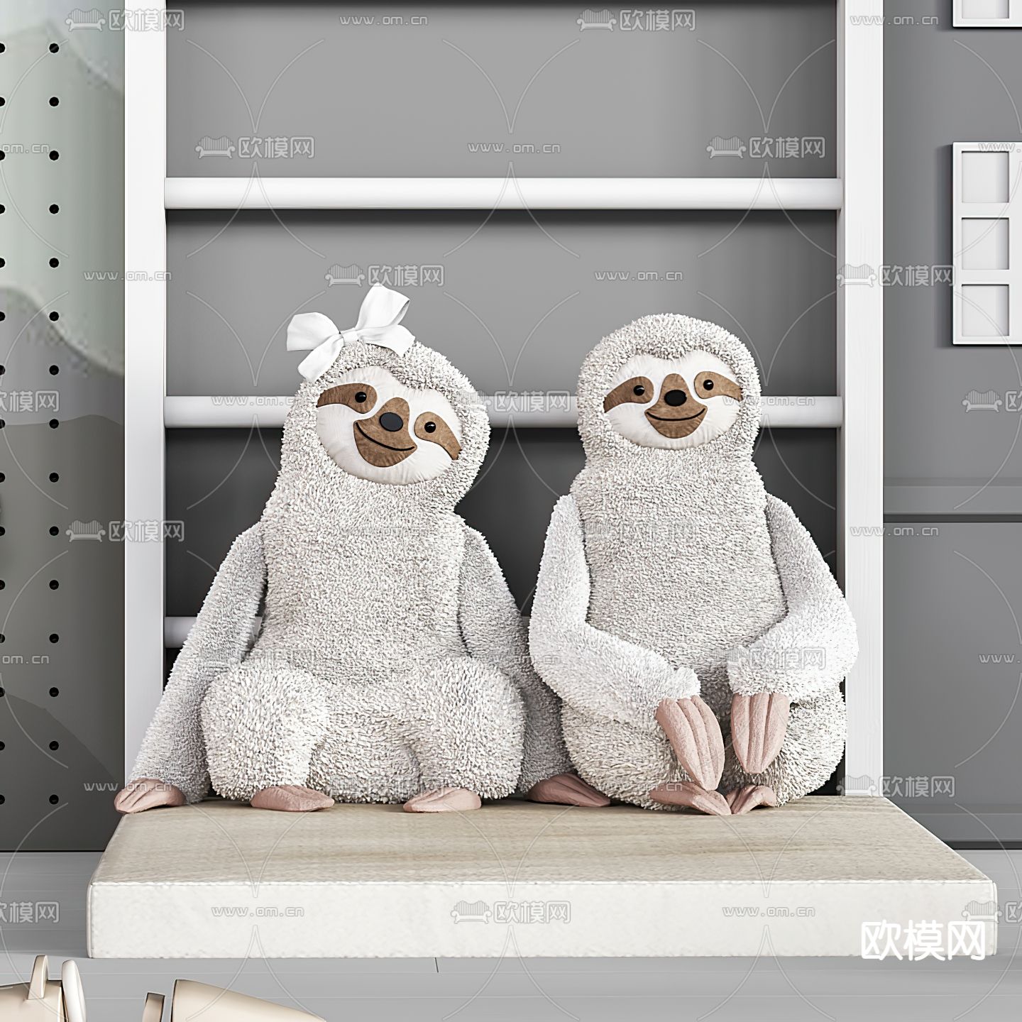 现代毛绒树獭玩具3d模型下载