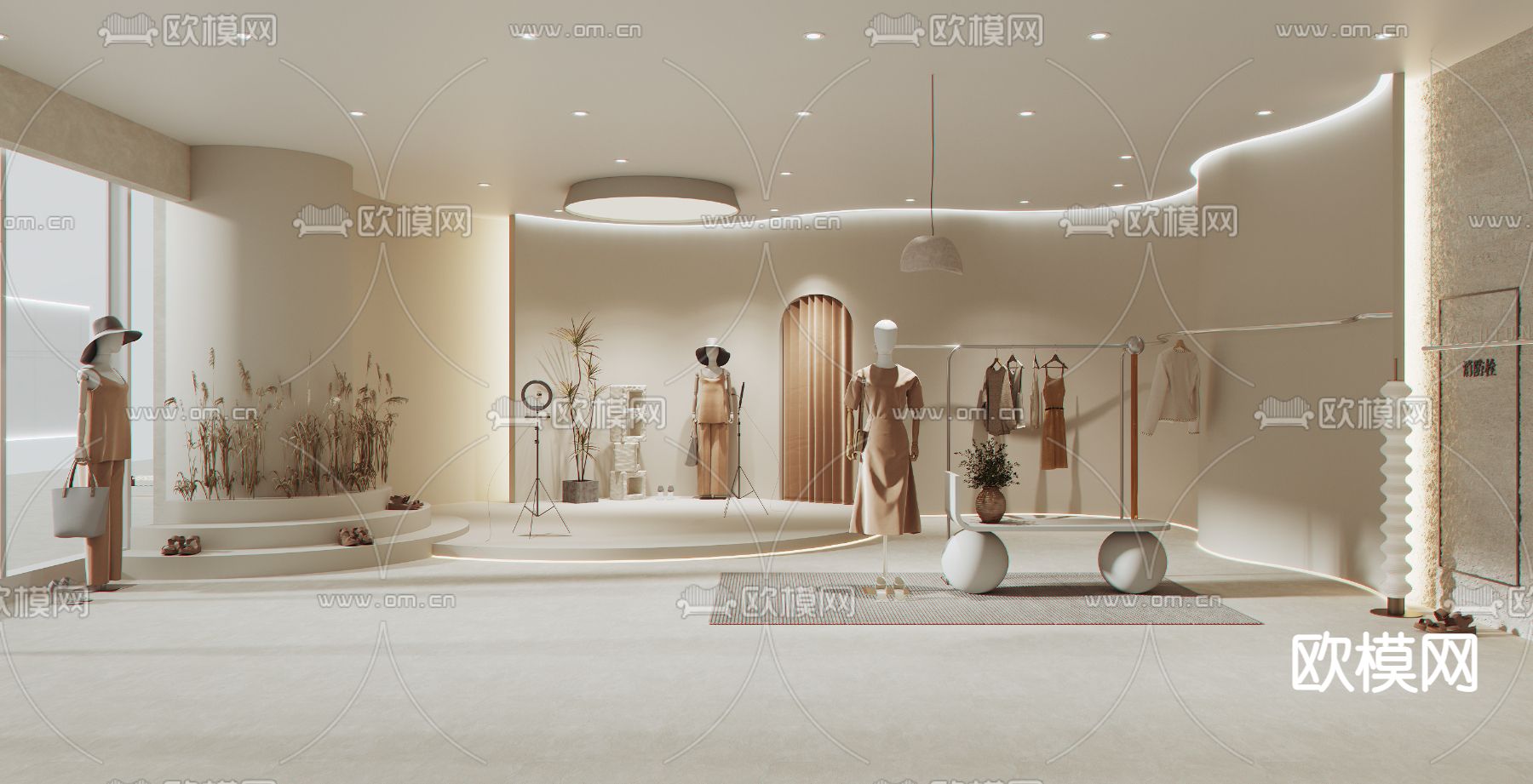 侘寂风服装店直播间3d模型