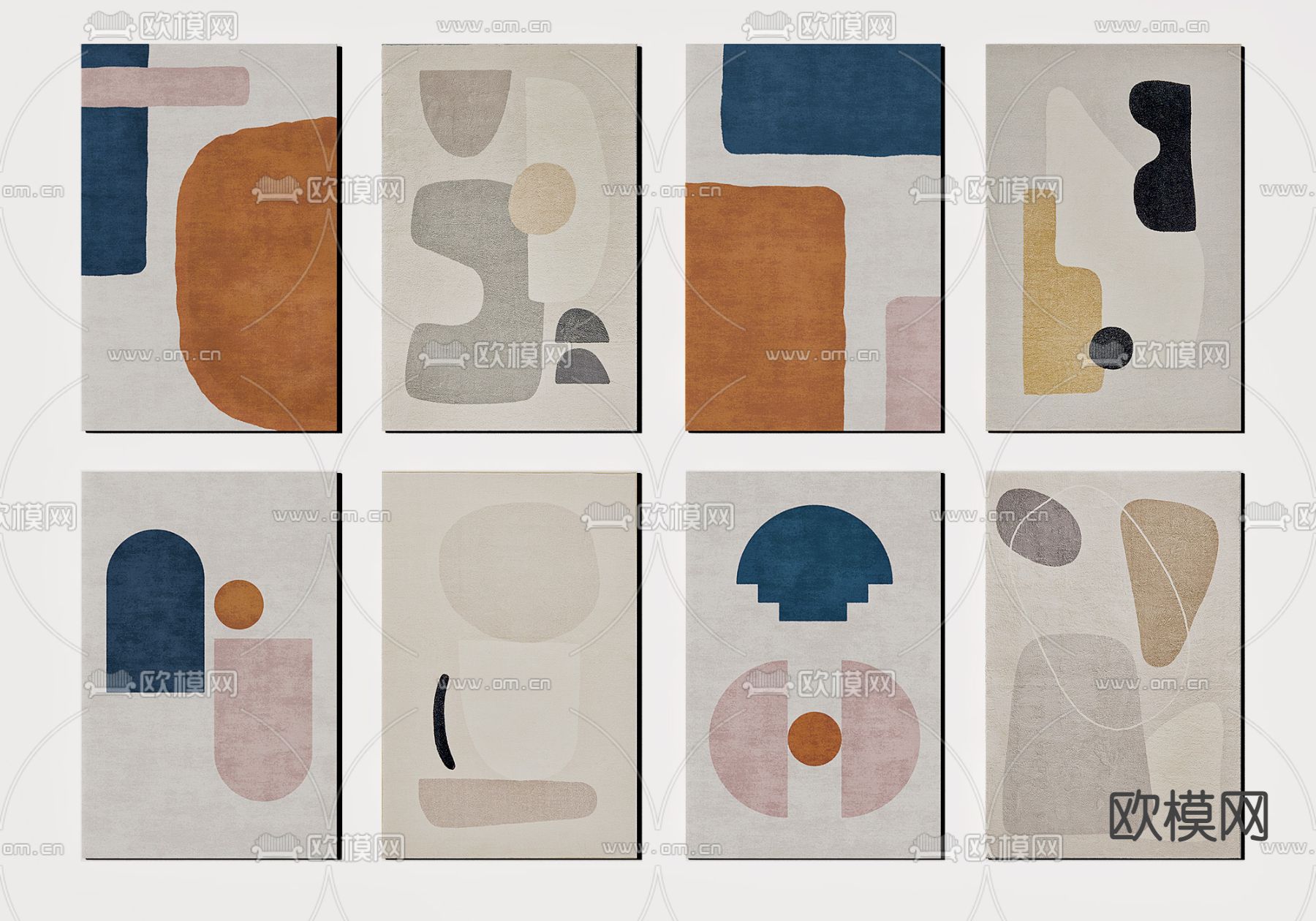 现代布艺地毯3d模型下载