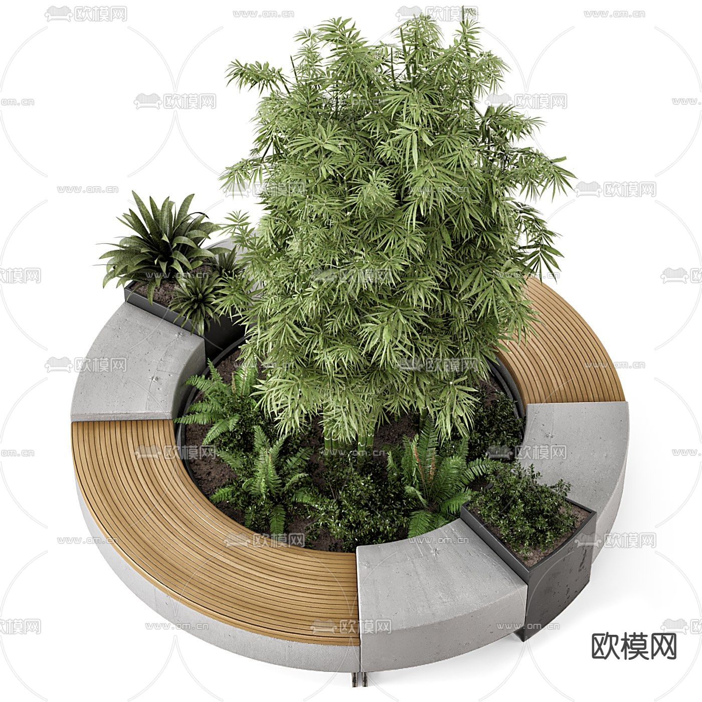 现代户外景观花坛小品3d模型下载（渲染图2）