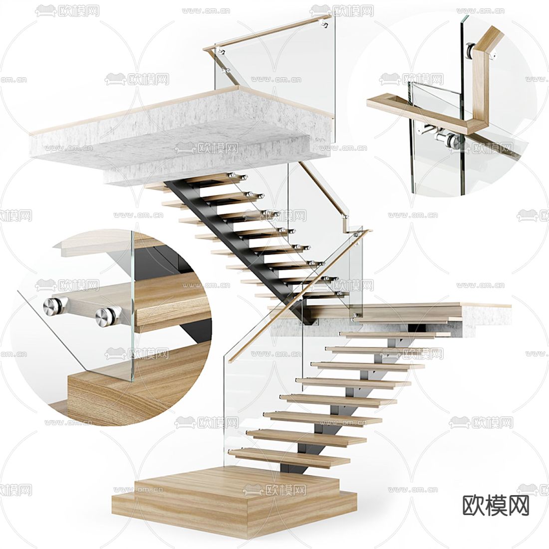 【现代转角楼梯3d模型】建E网_现代转角楼梯3d模型下载[ID:116544525]_打造3d现代转角楼梯模型免费下载平台