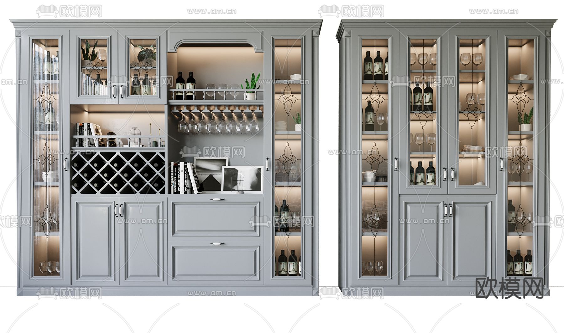 美式酒柜su模型下载（渲染图1）