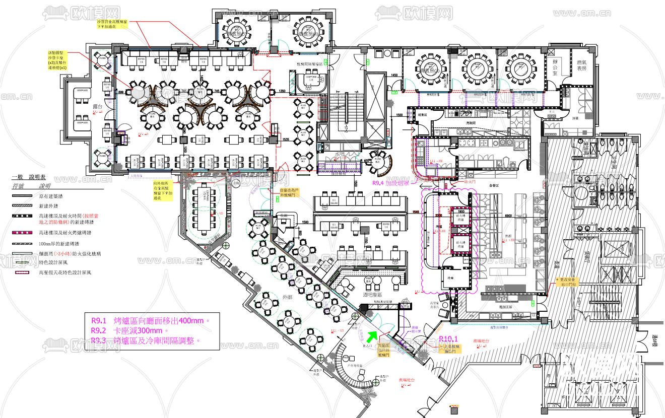 餐厅cad施工图-免费3dmax模型库-欧模网