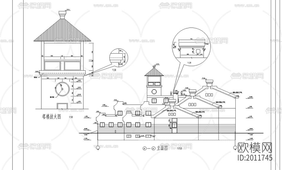 接待中心建筑設(shè)計cad施工圖下載(渲染圖3)