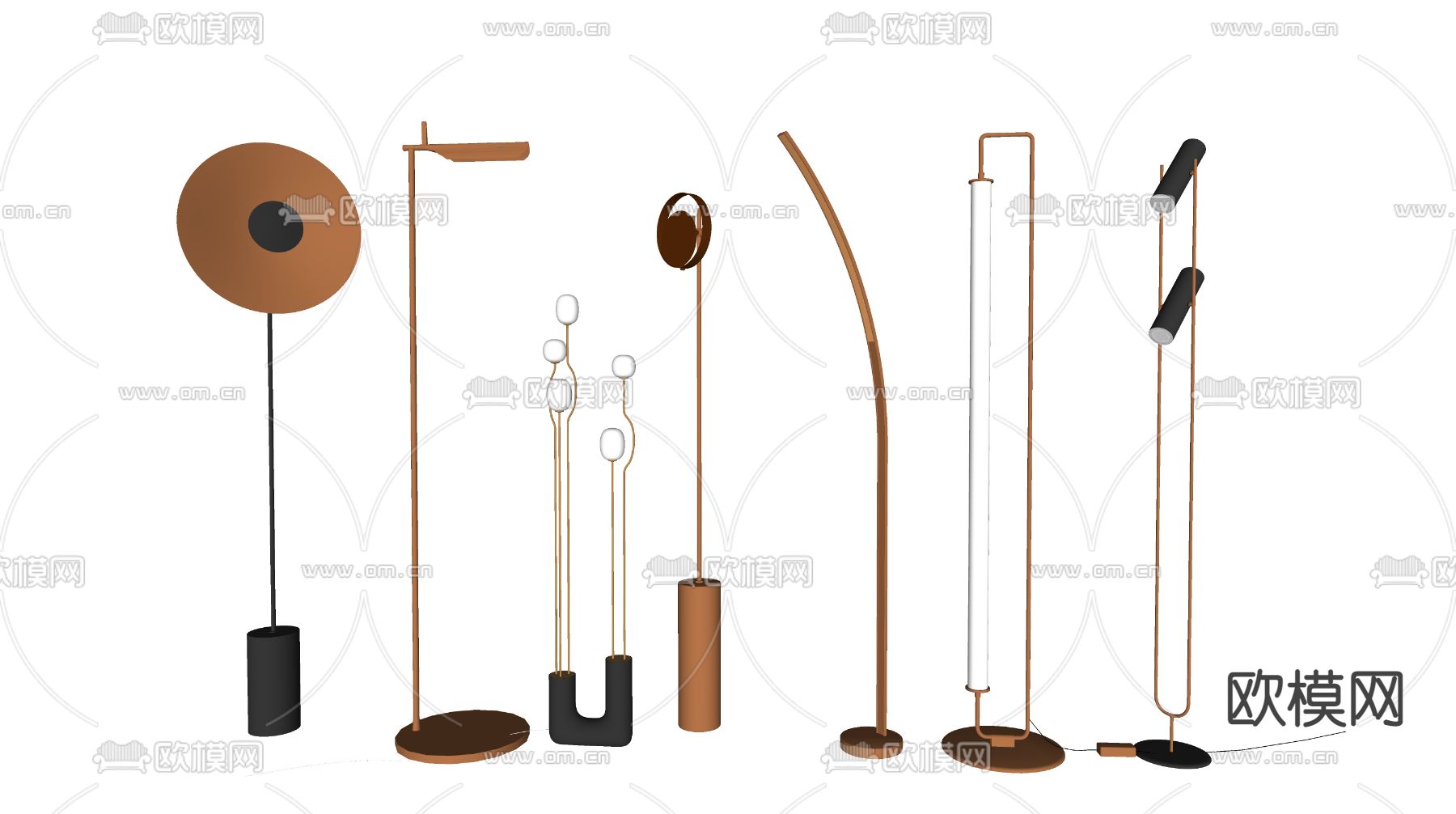 现代金属落地灯su模型下载