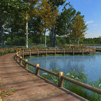 湖边景观3d模型